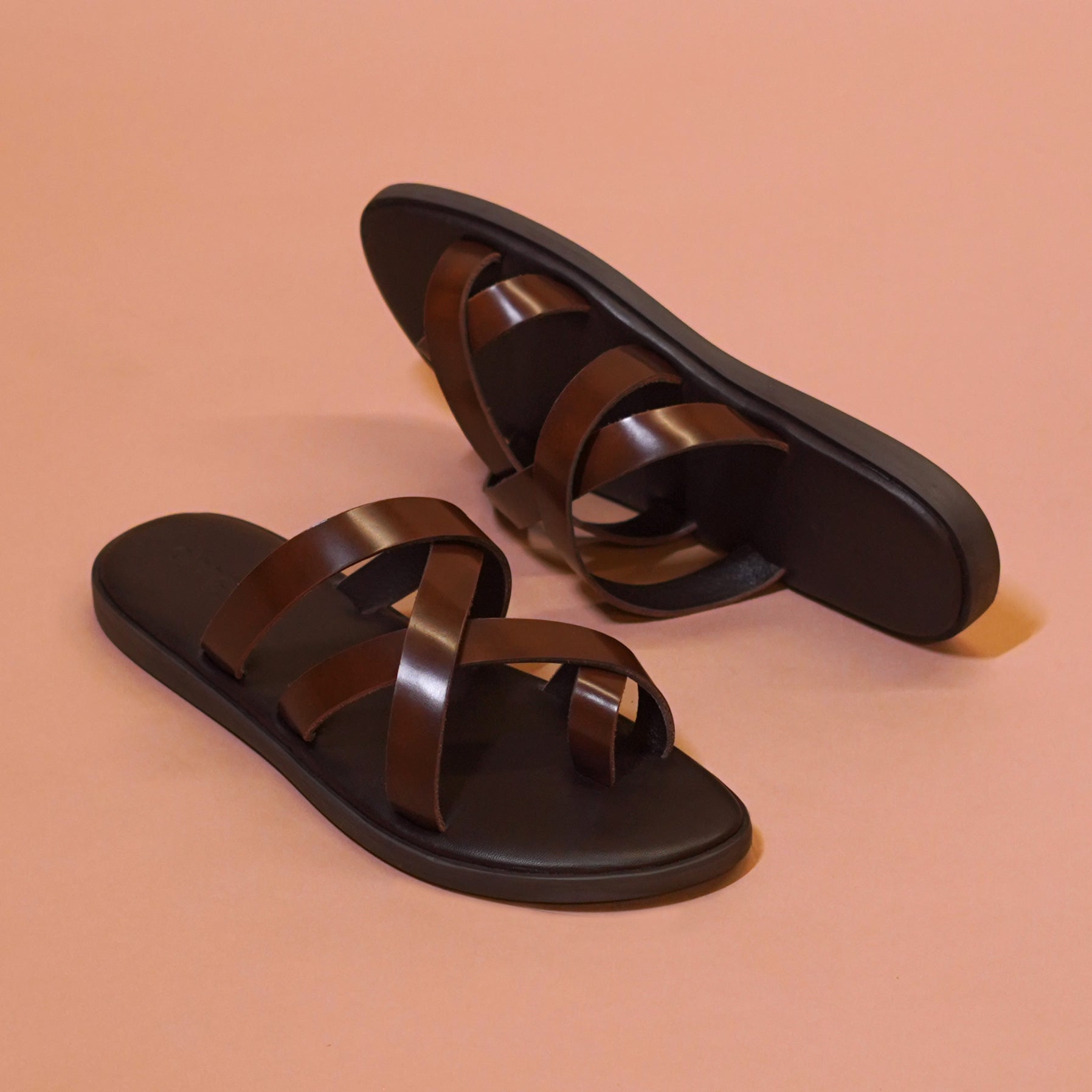 Pelle Marrone Bruno | Classic Brown Full-Grain Leather Chappal for Men