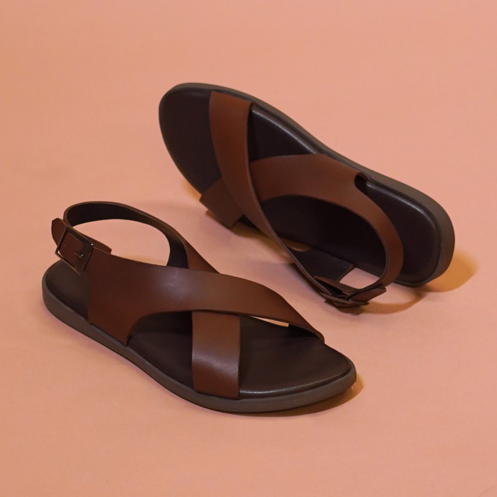 Pelle Tannino | Tan cross strap traditional leather sandal