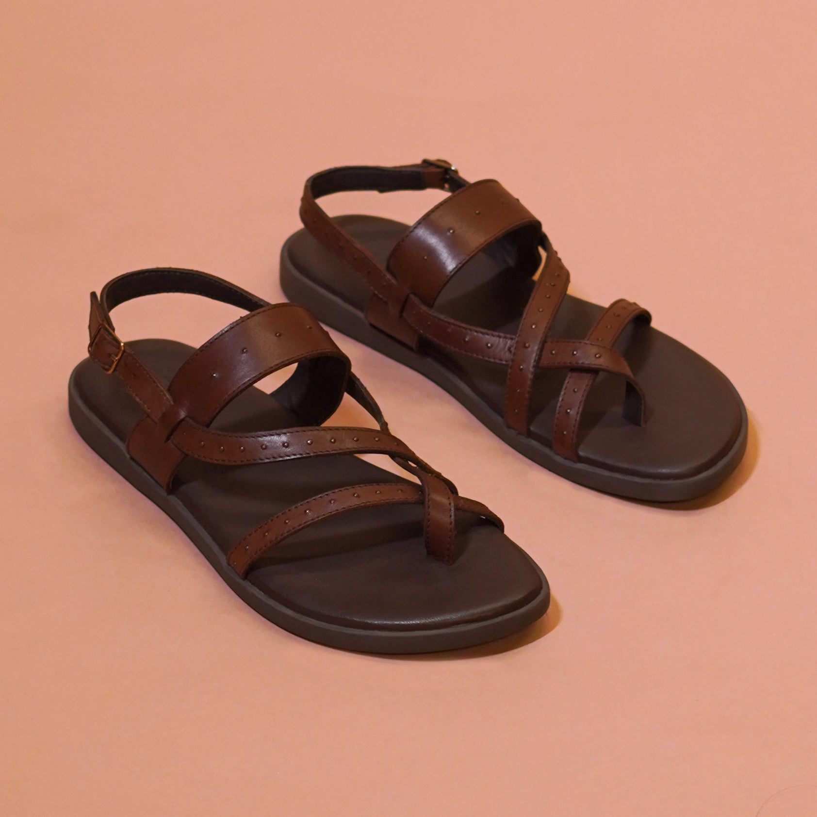 Pelle Bruno Riveto | Dark brown full-grain leather sandals
