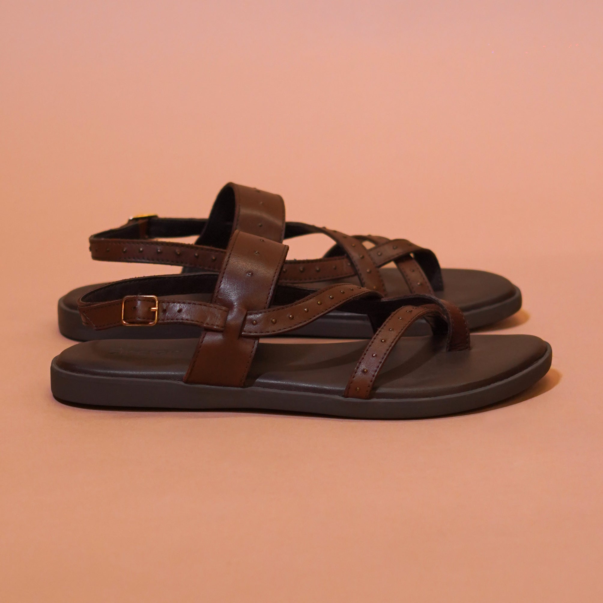 Pelle Bruno Riveto | Dark brown full-grain leather sandals