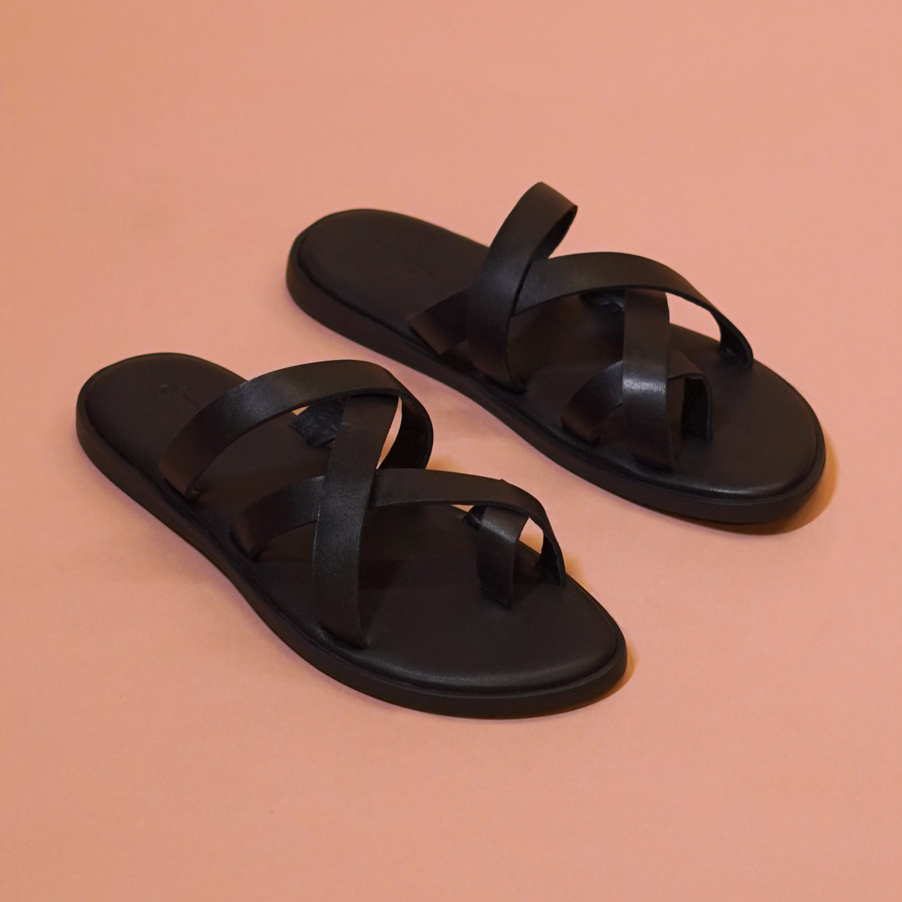 Pelle Carbonio – Women’s Black Leather Strappy Sandals