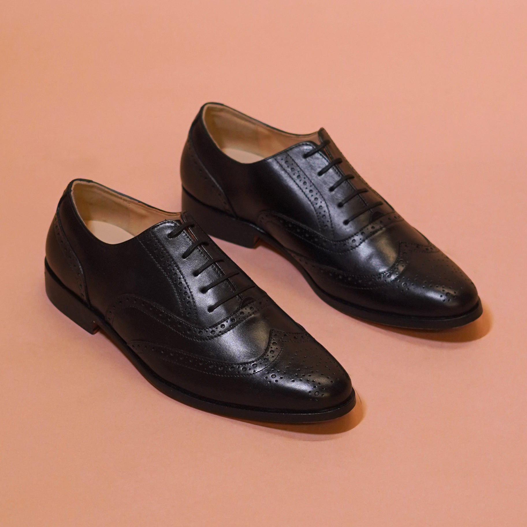 Sombro | Classic Black leather wingtip brogues