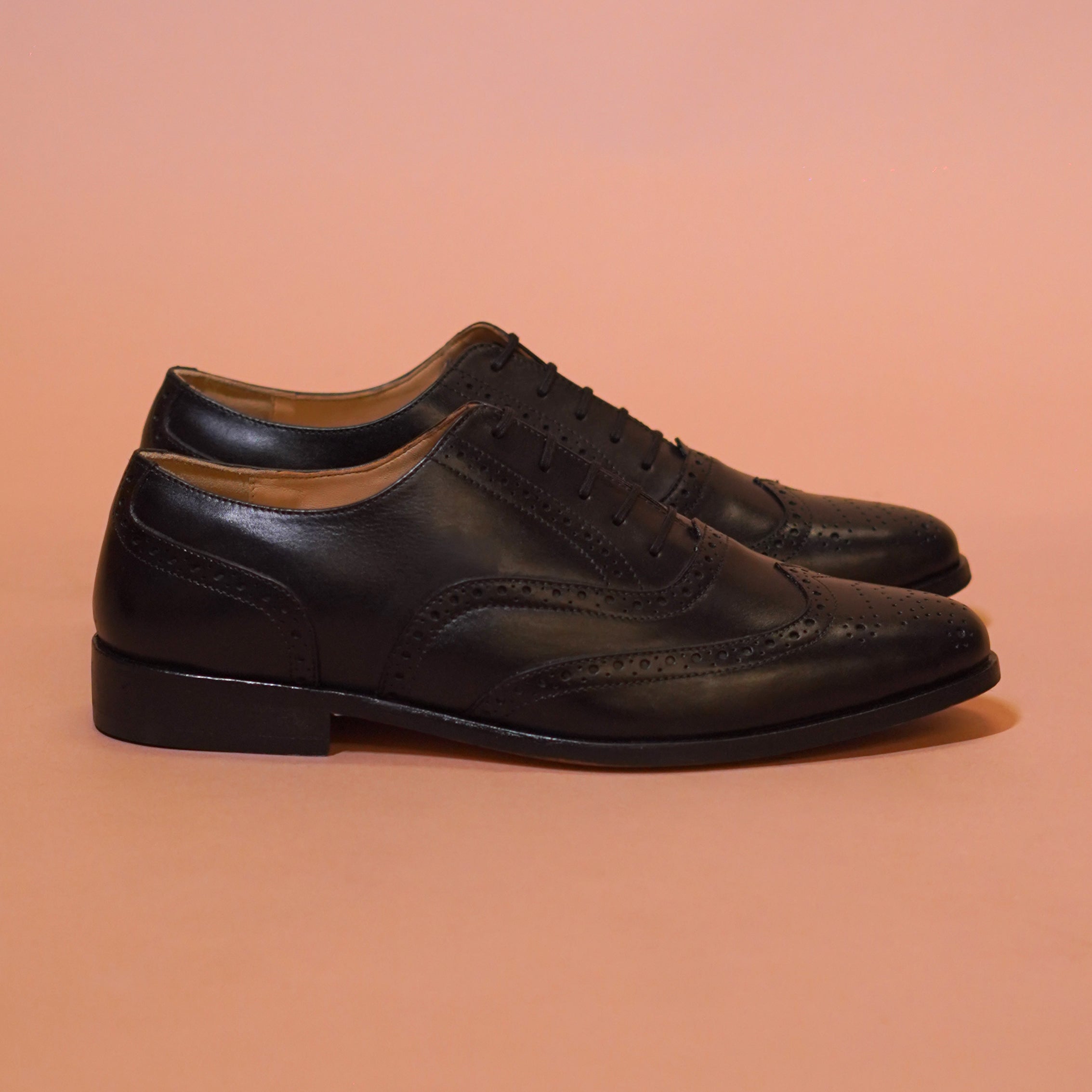 Sombro | Classic Black leather wingtip brogues