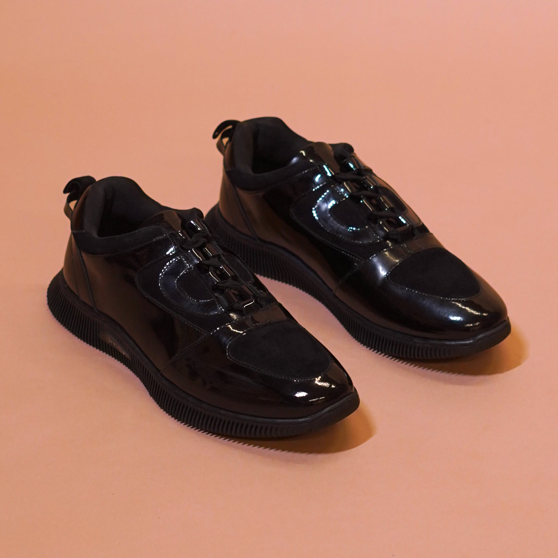 Sportivo | Black patent  leather and suede sneakers