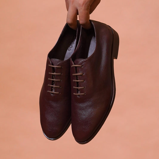 Burnished leather slip-on shoe for men