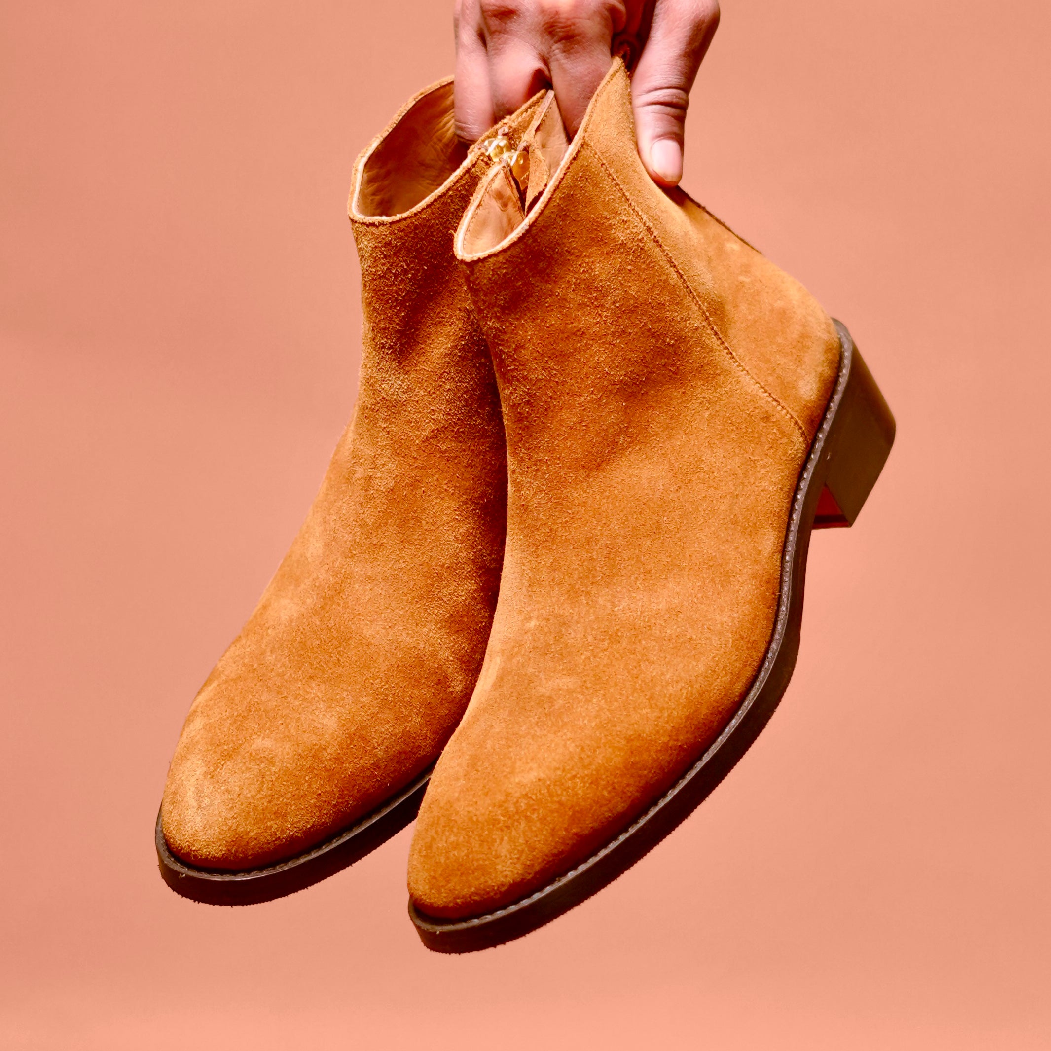 Sprazzo Castano | Tobacco coloured suede Chelsea boots