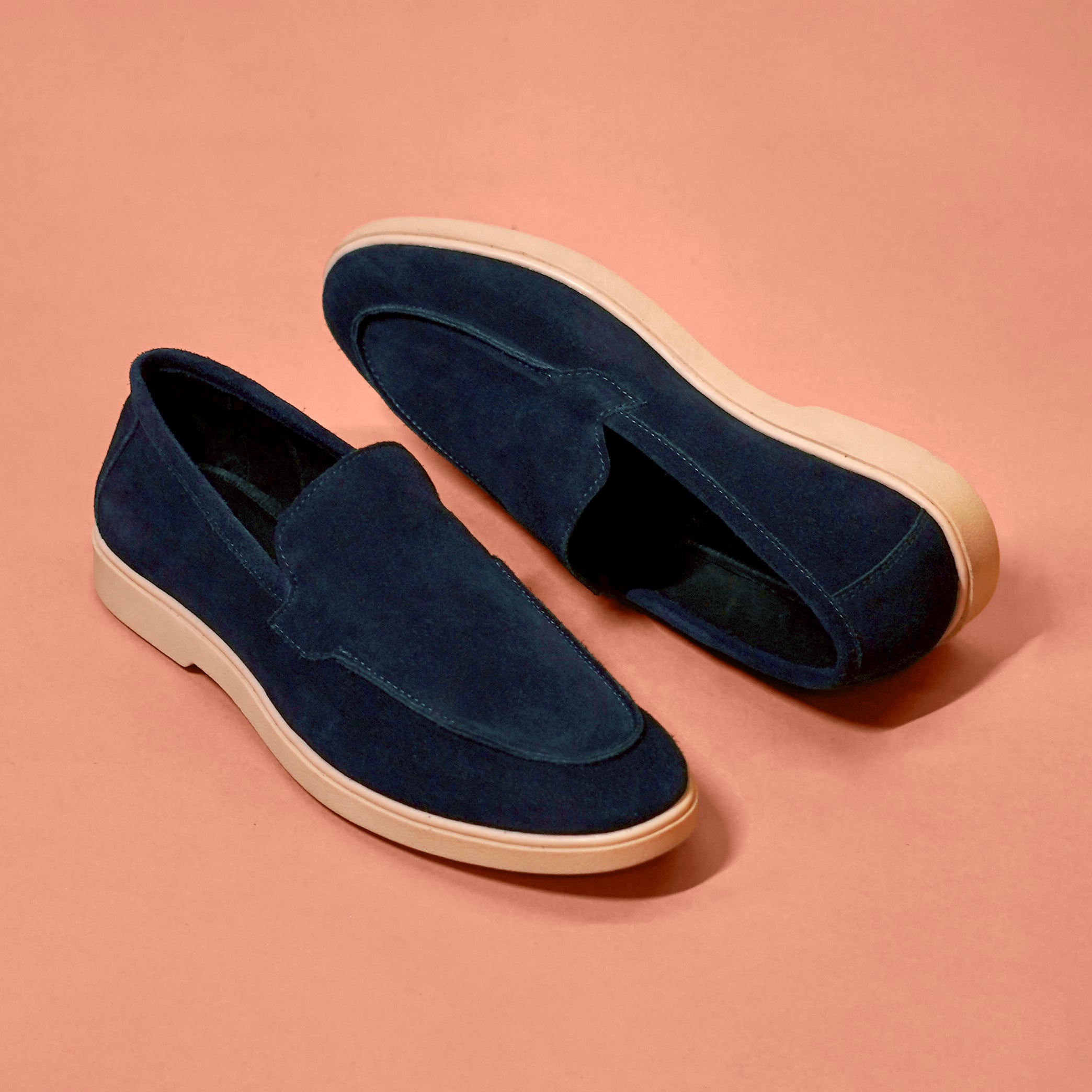 Blu Scuro – Navy Blue Suede Loafers for Men