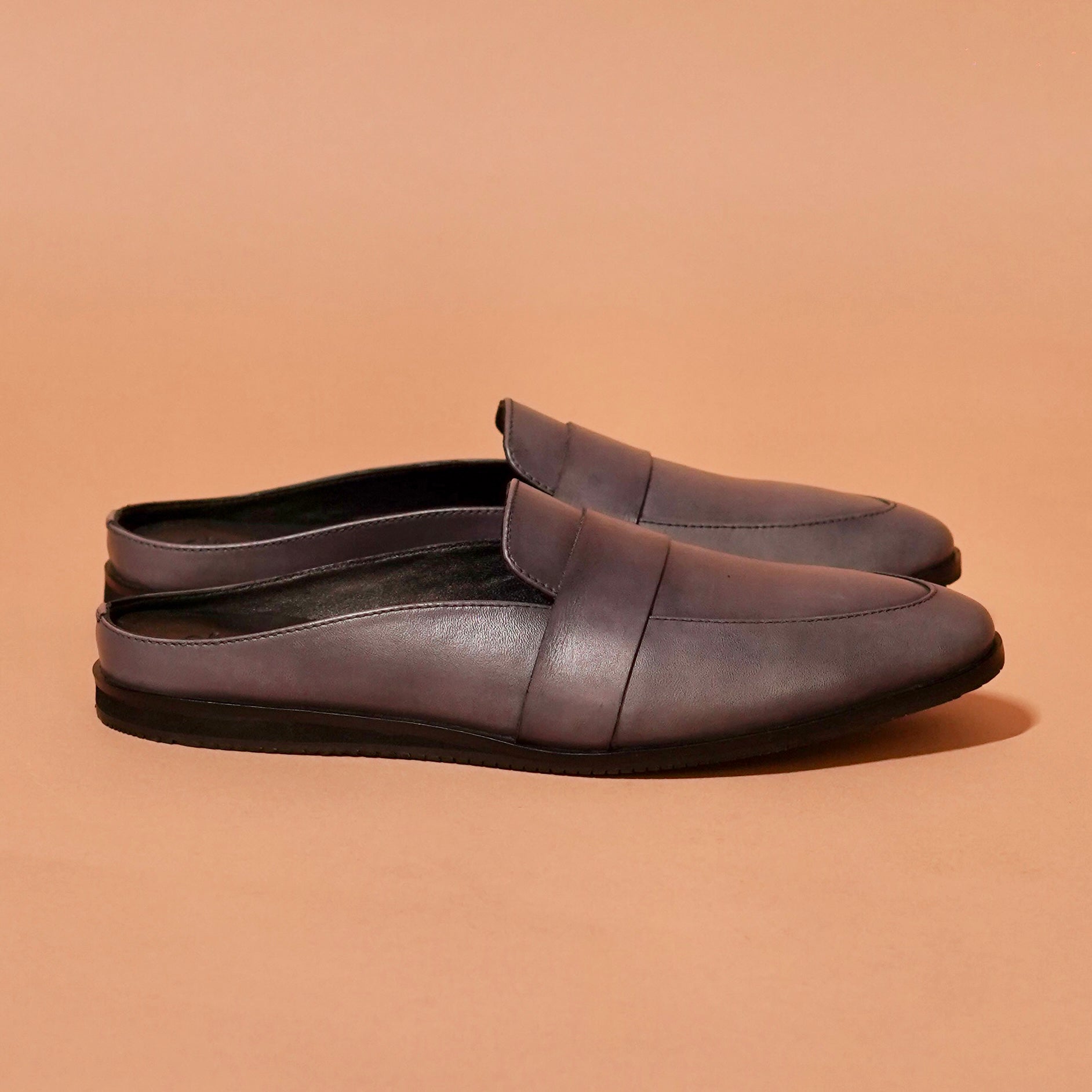 Hoffler Grego | Dark ash grey Leather Mules