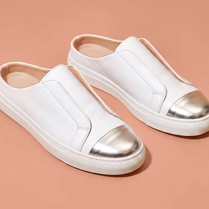 Bianco Forto – White Leather Sneaker Mule for Men