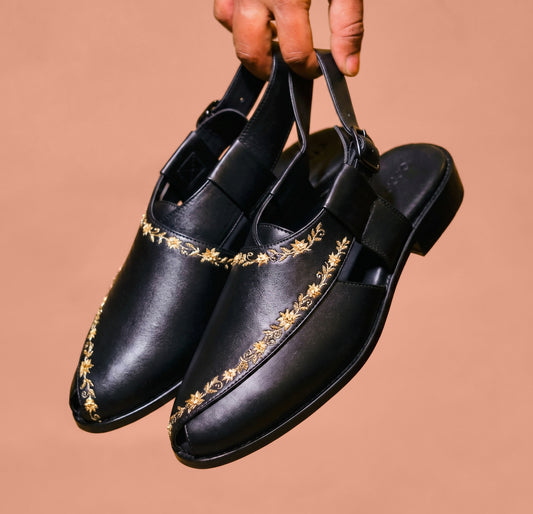 Festive embroidered leather shoe for men
