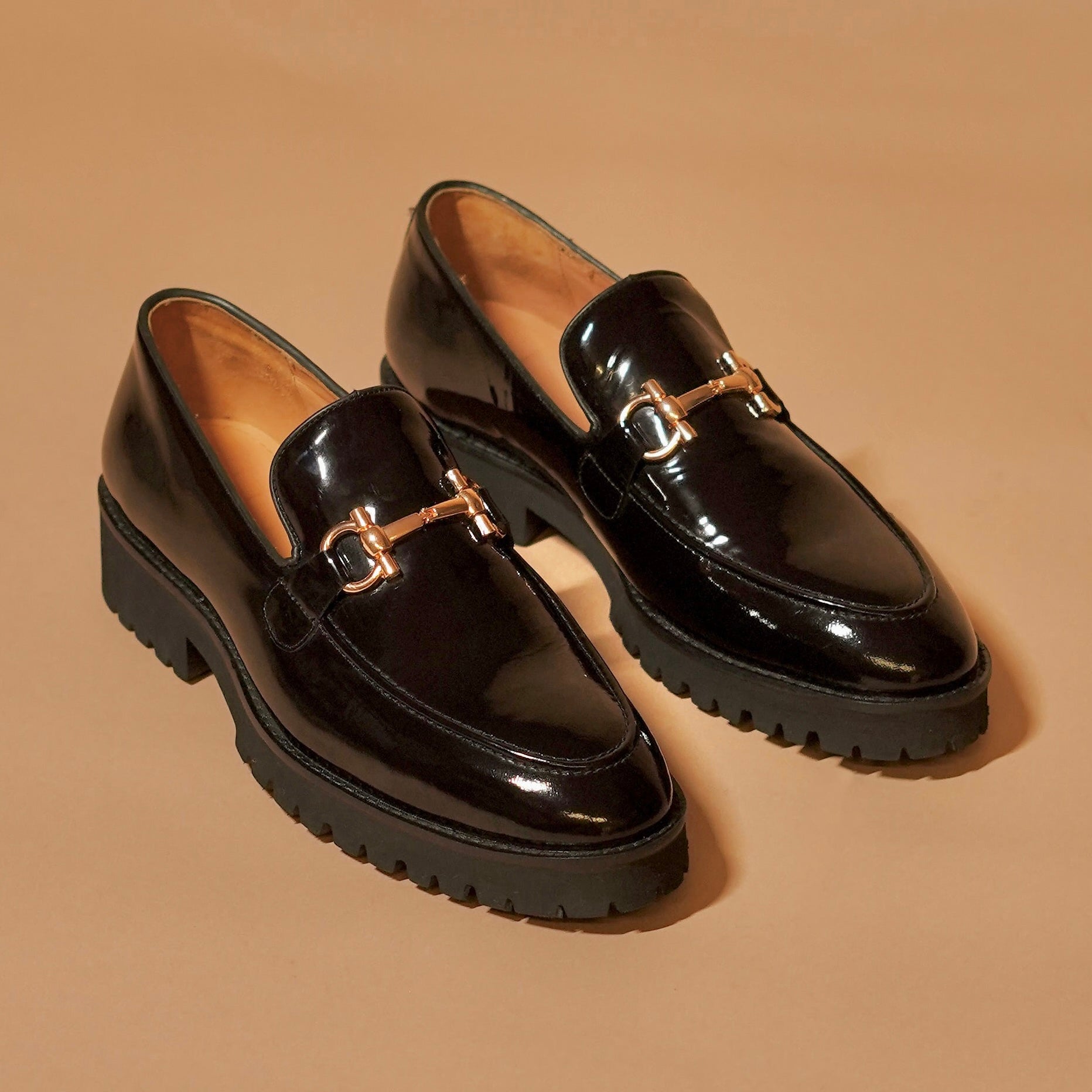 Mocassino Nero Oro | Black Patent Horsebit Loafers for Men