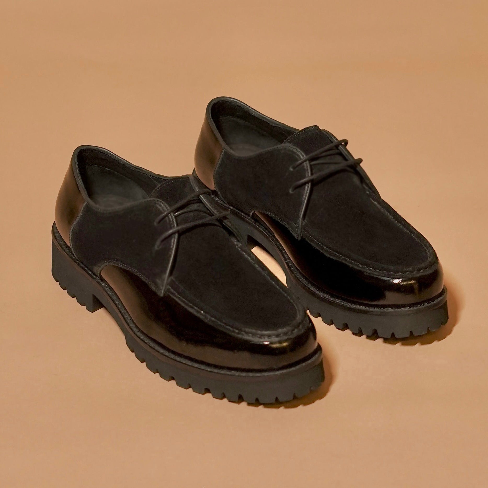 Nero Duale | Black Patent & Suede Boat Shoes for Men