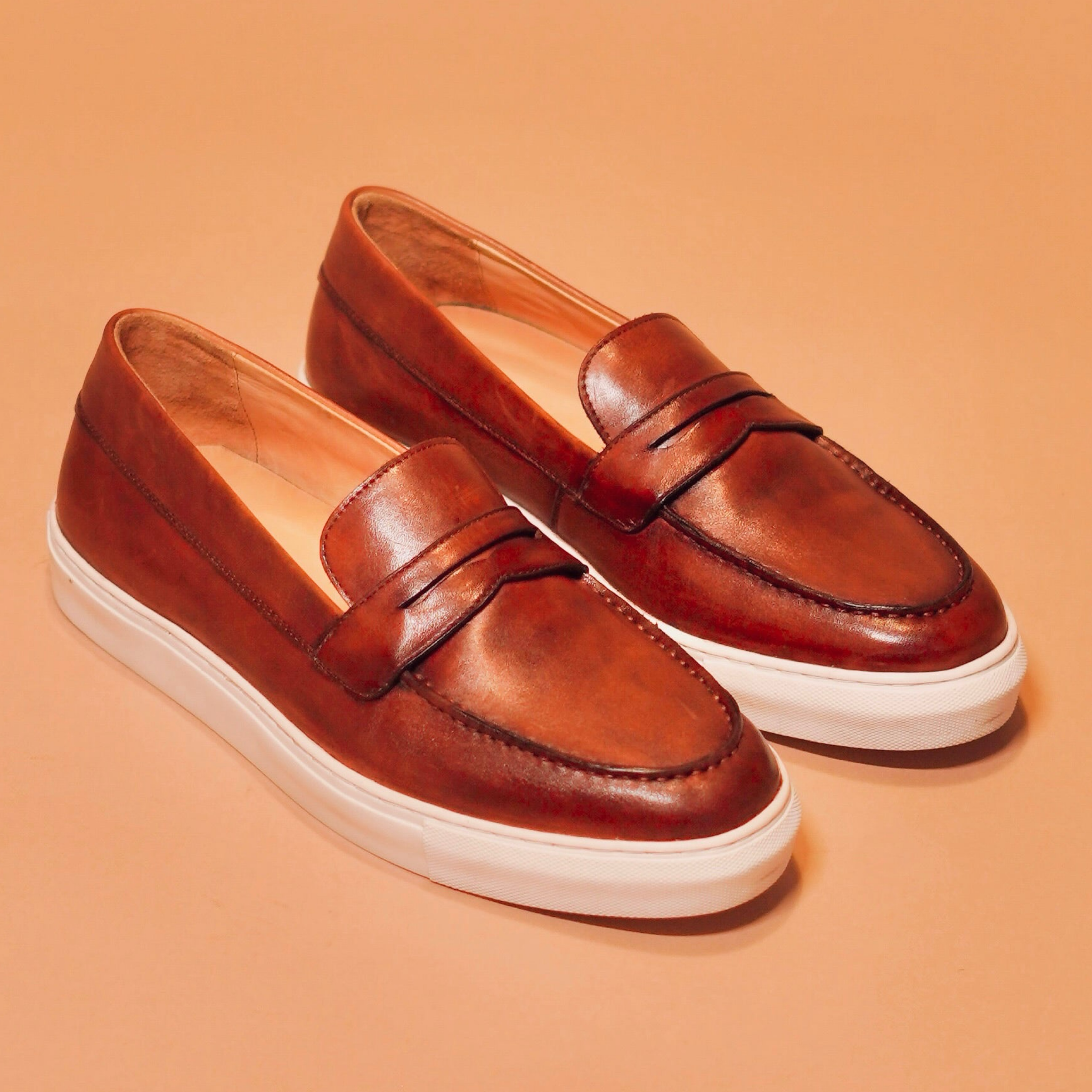 Scarpo Marrone | Tan full-grain leather sneakers