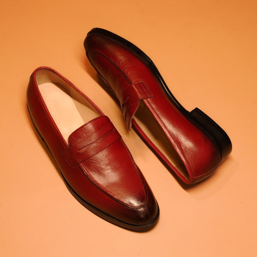 Bordo | Deep red full grain leather loafers