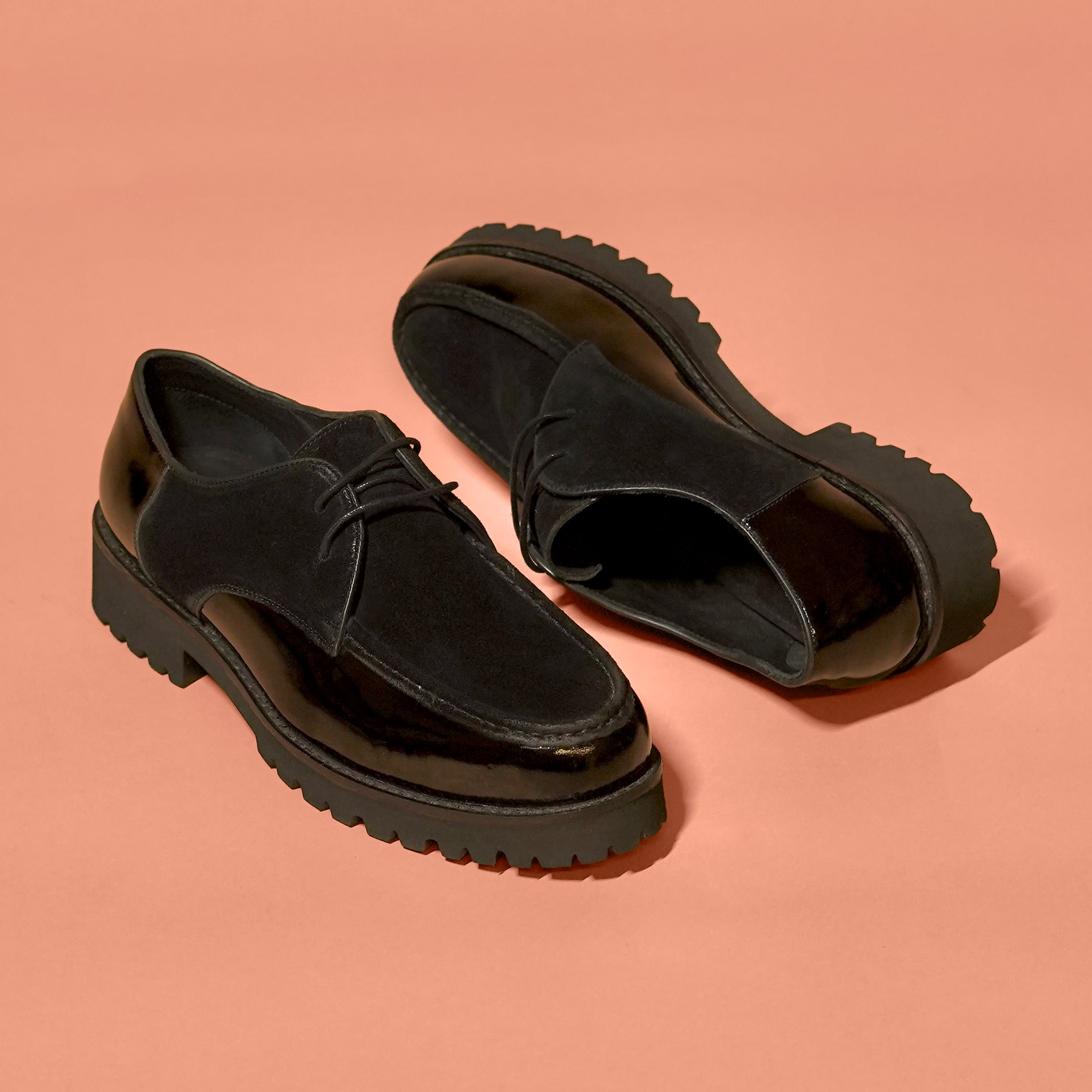 Nero Duale | Black Patent & Suede Boat Shoes for Men