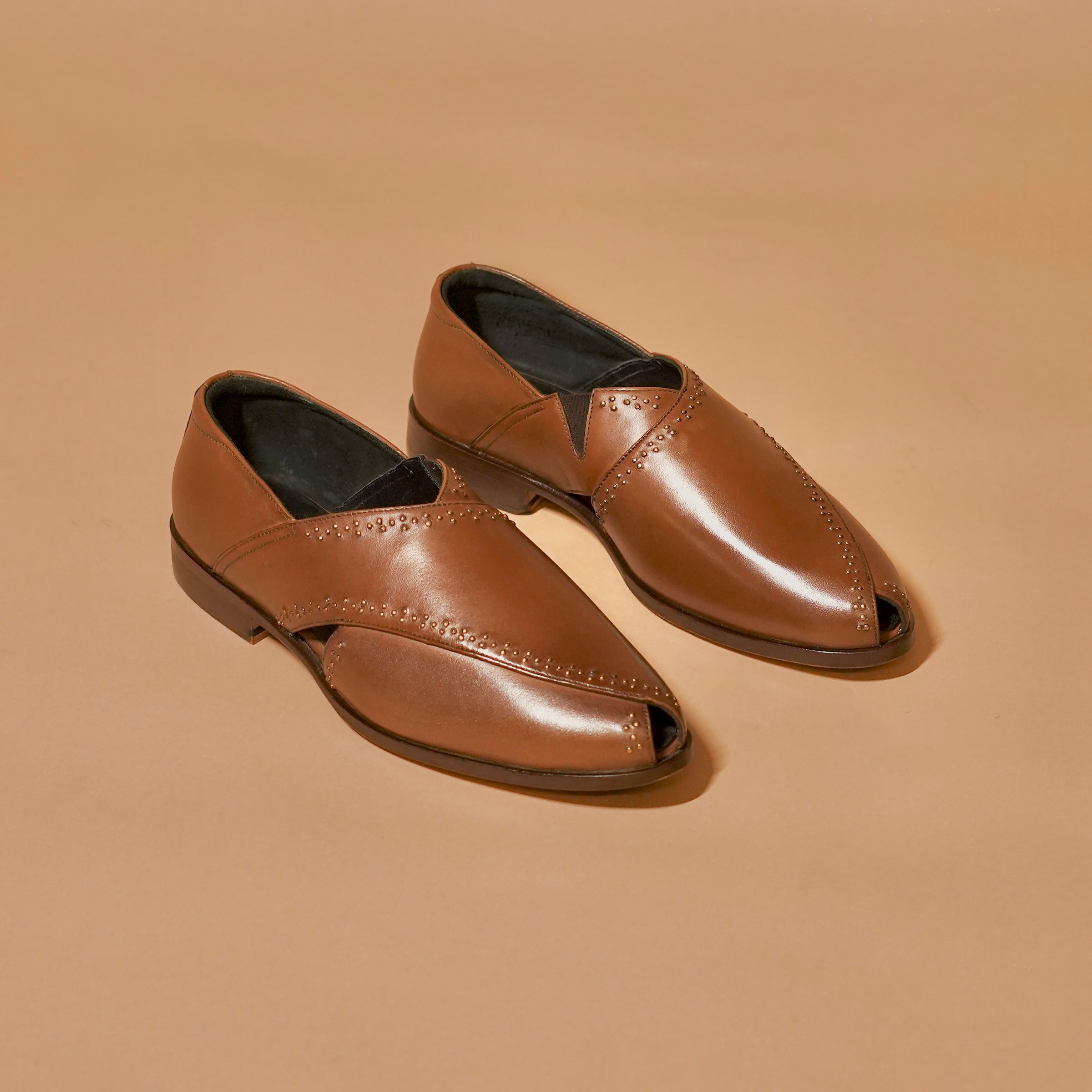 Dark brown Peshawari shoes for men