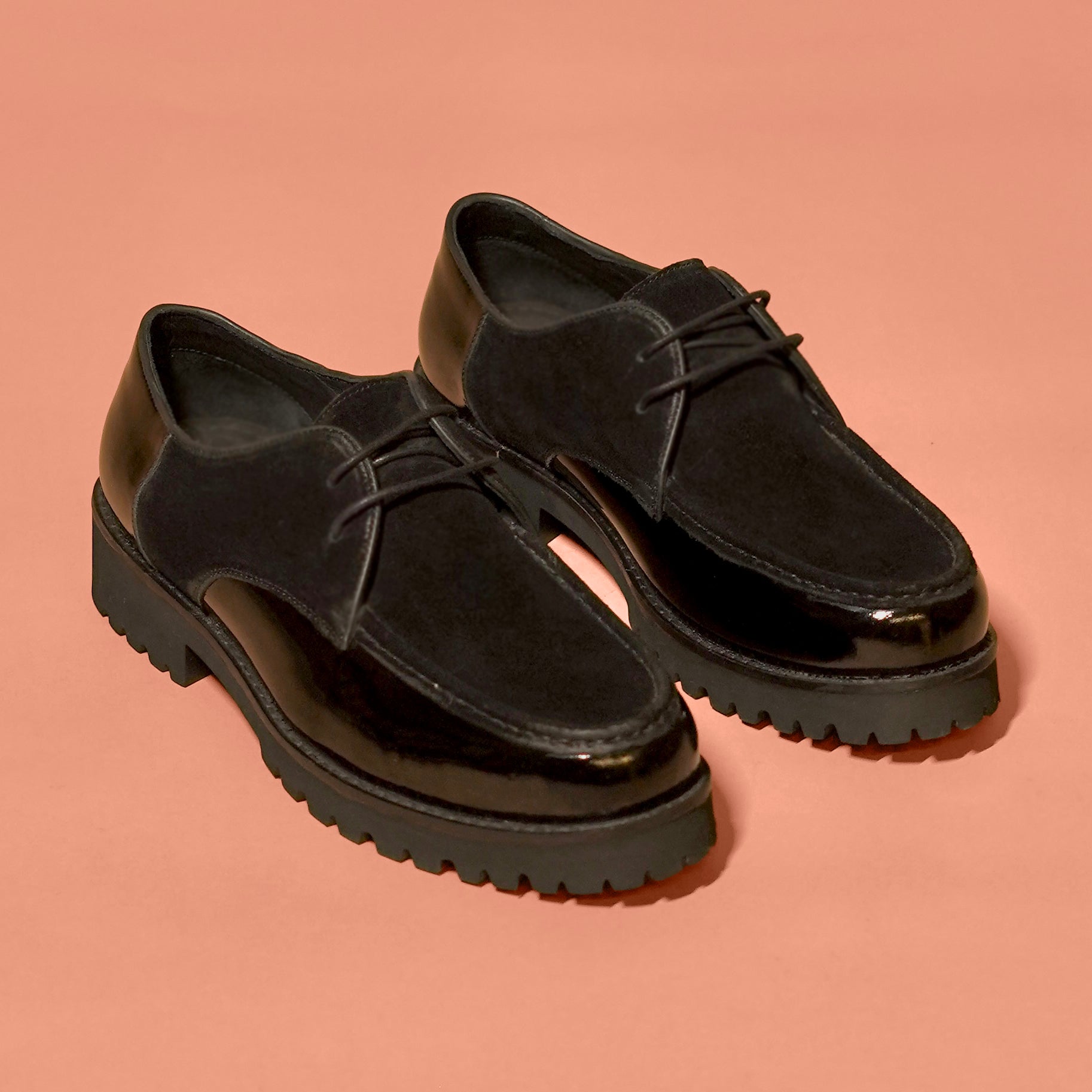 Nero Duale | Black Patent & Suede Boat Shoes for Men