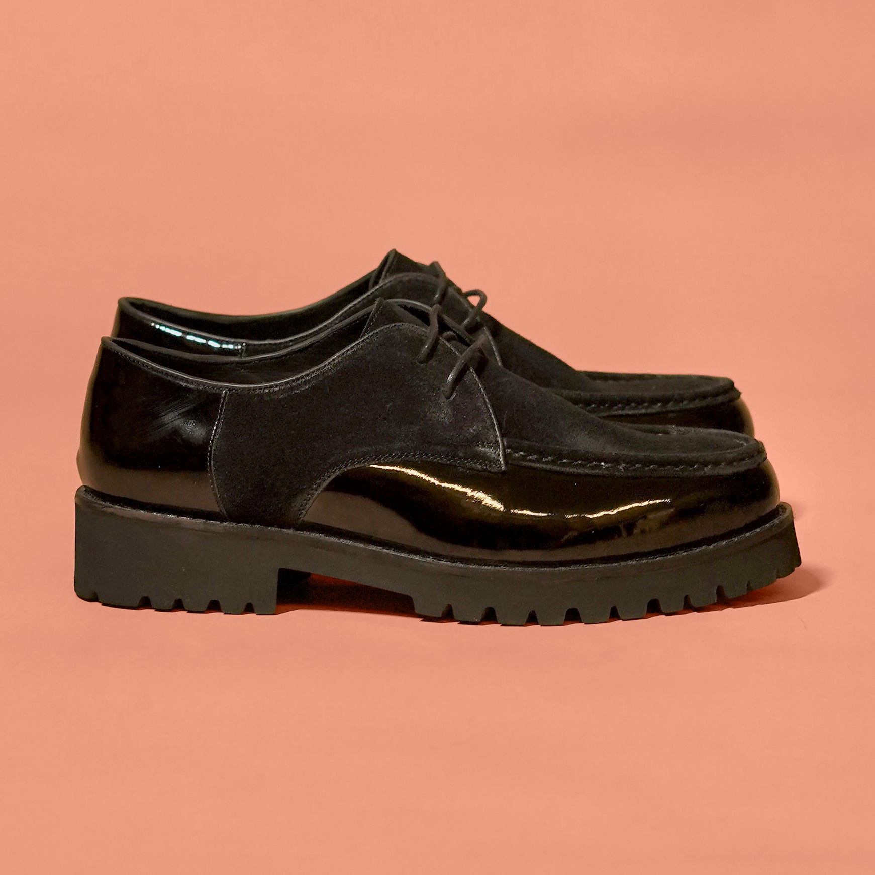 Nero Duale | Black Patent & Suede Boat Shoes for Men