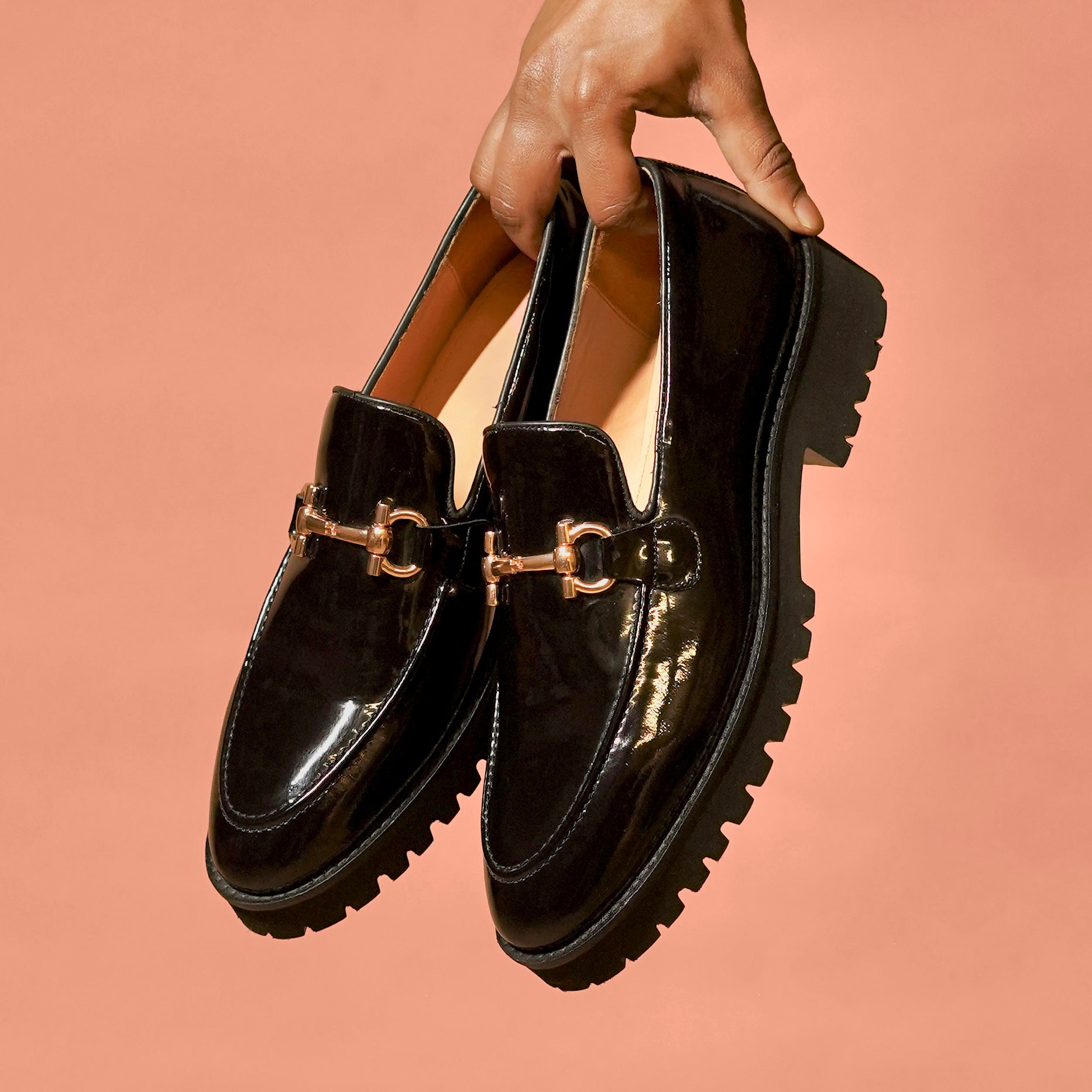 Moccasino Nero Oro | Black Patent Horsebit Loafers for Men
