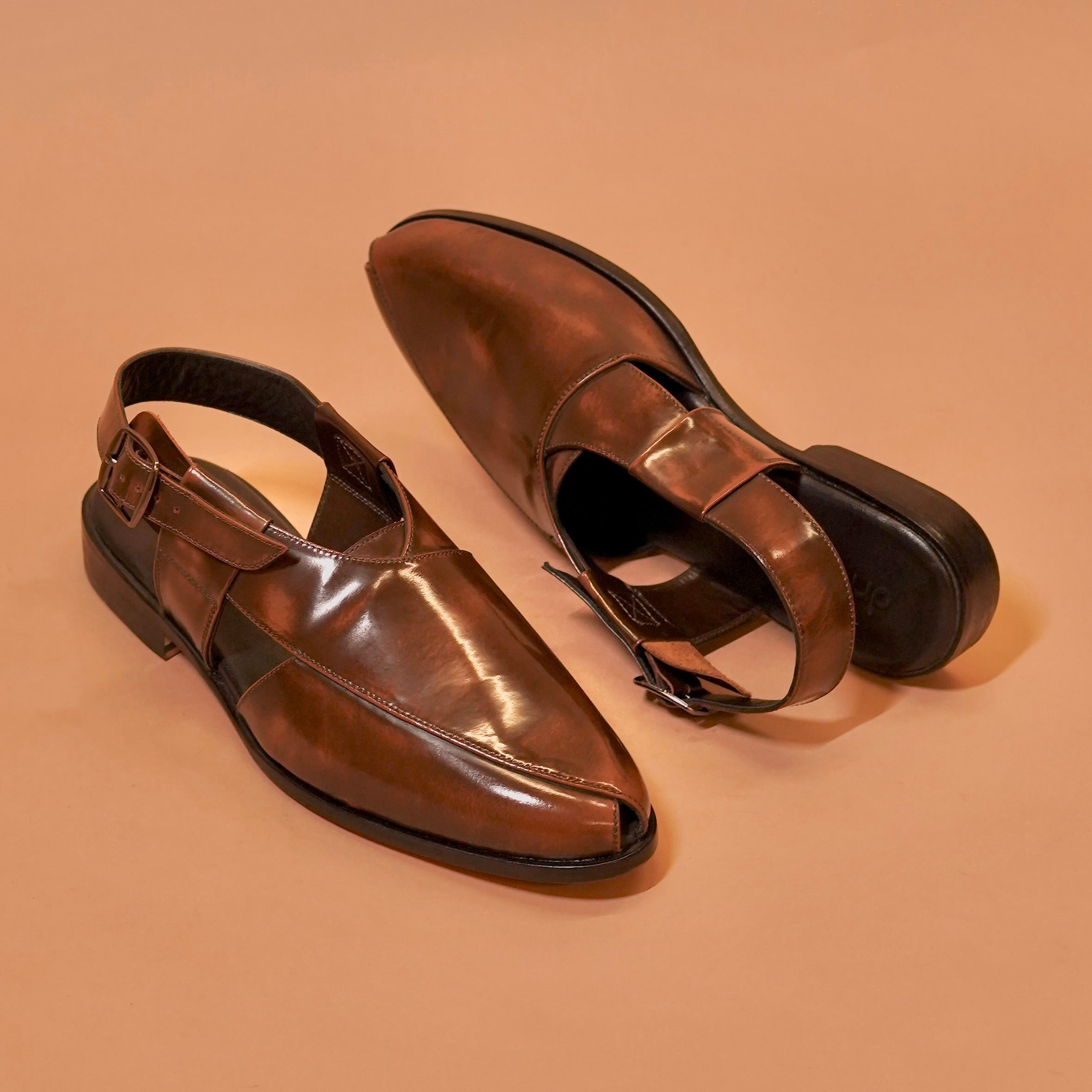 Pesha Spazzolato – Brushed Finish Leather Peshawari Sandals