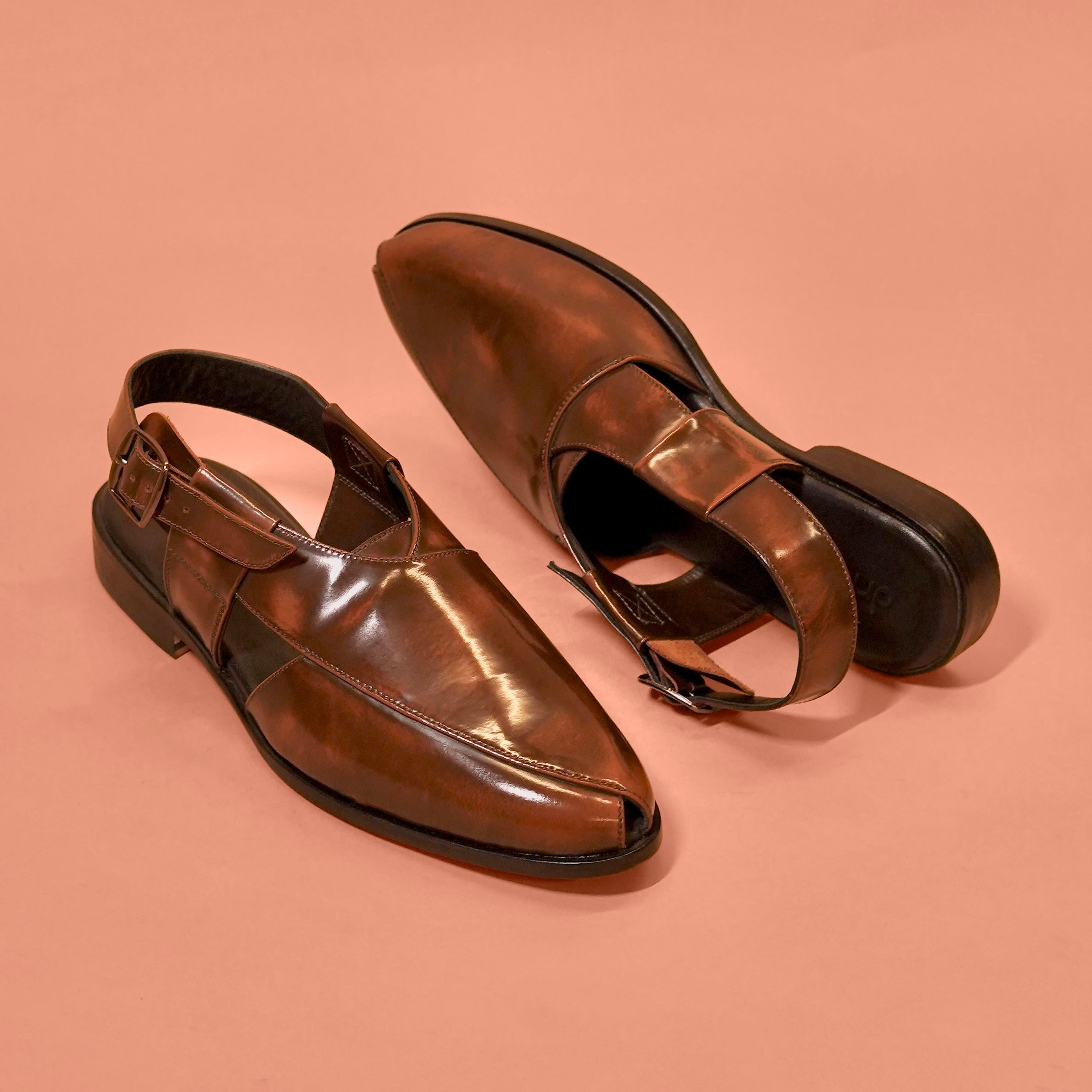 Pesha Spazzolato – Brushed Finish Leather Peshawari Sandals