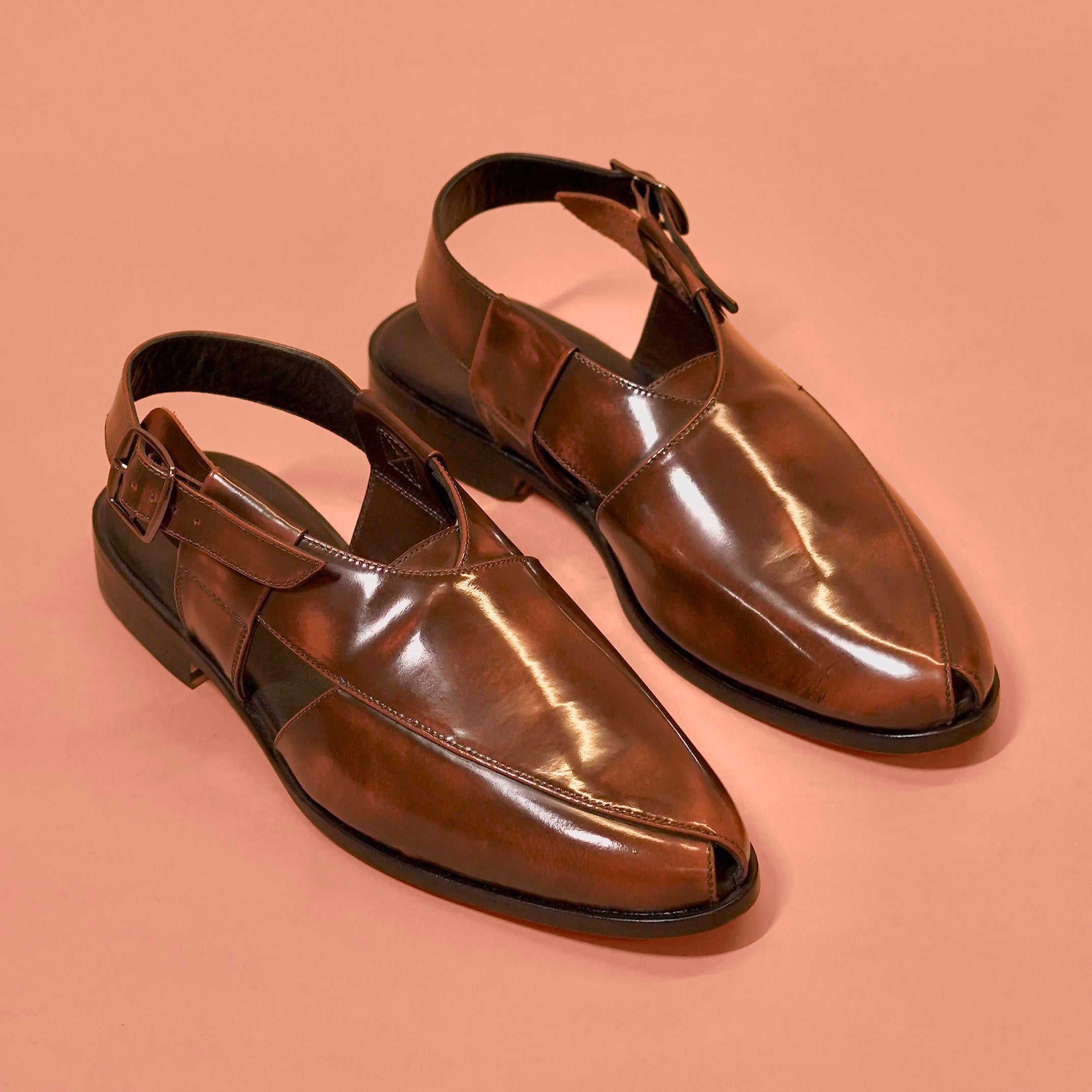 Pesha Spazzolato – Brushed Finish Leather Peshawari Sandals