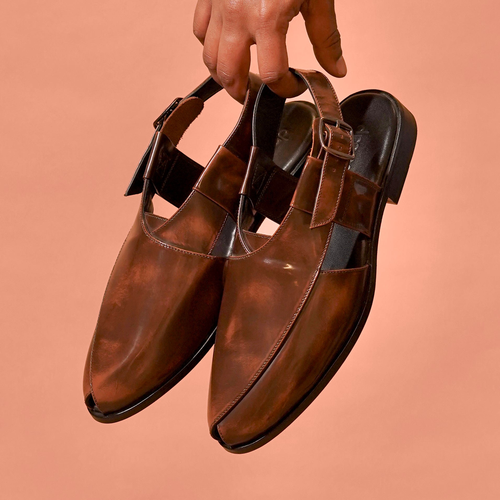 Pesha Spazzolato – Brushed Finish Leather Peshawari Sandals