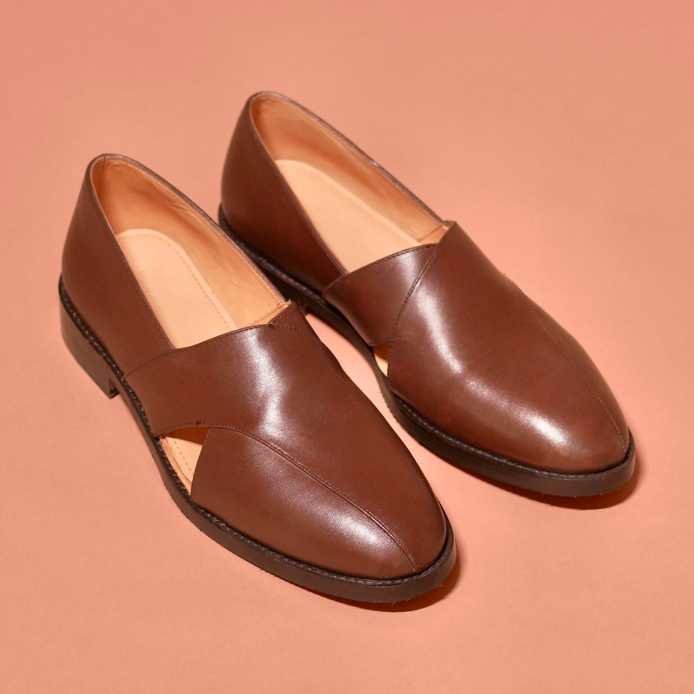 Pesha Scarpo Marrone | Brown leather Peshawaris