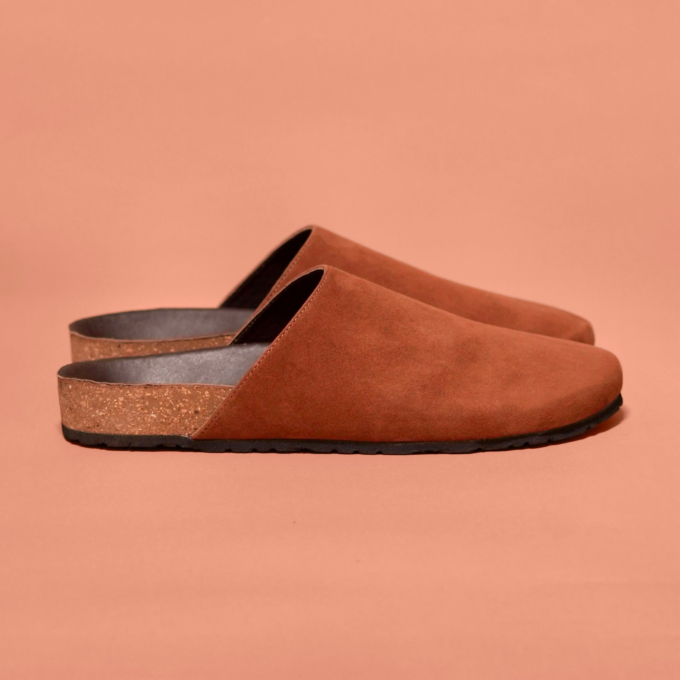 Hoffler Corko Tobacco | Tobacco coloured suede mules