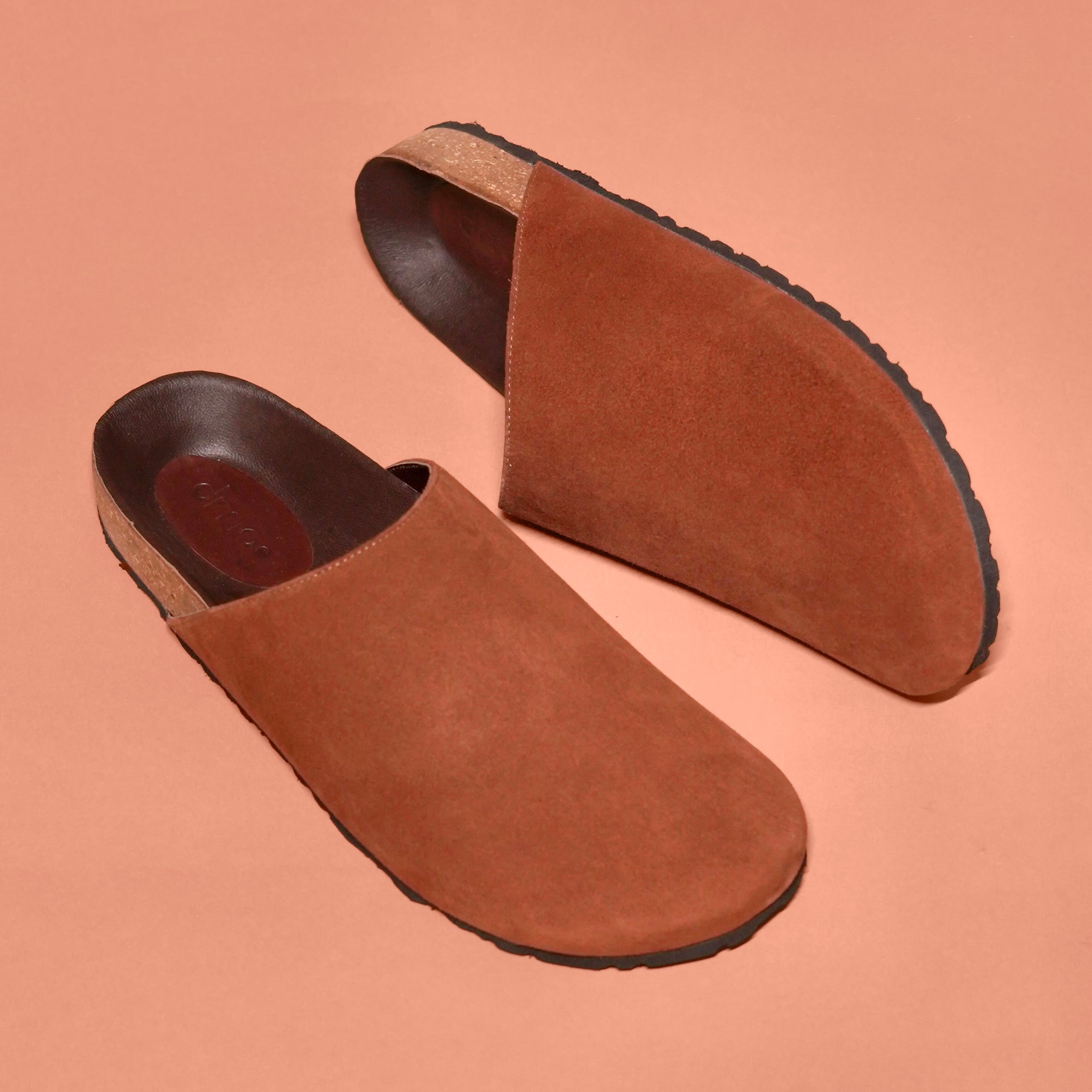Hoffler Corko Tobacco | Tobacco coloured suede mules