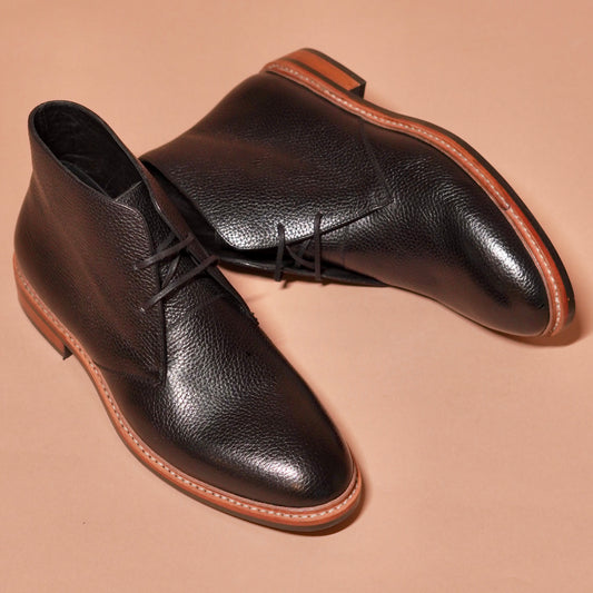 Goodyear welted sole stitching detail on Sprazzo Welto Nero