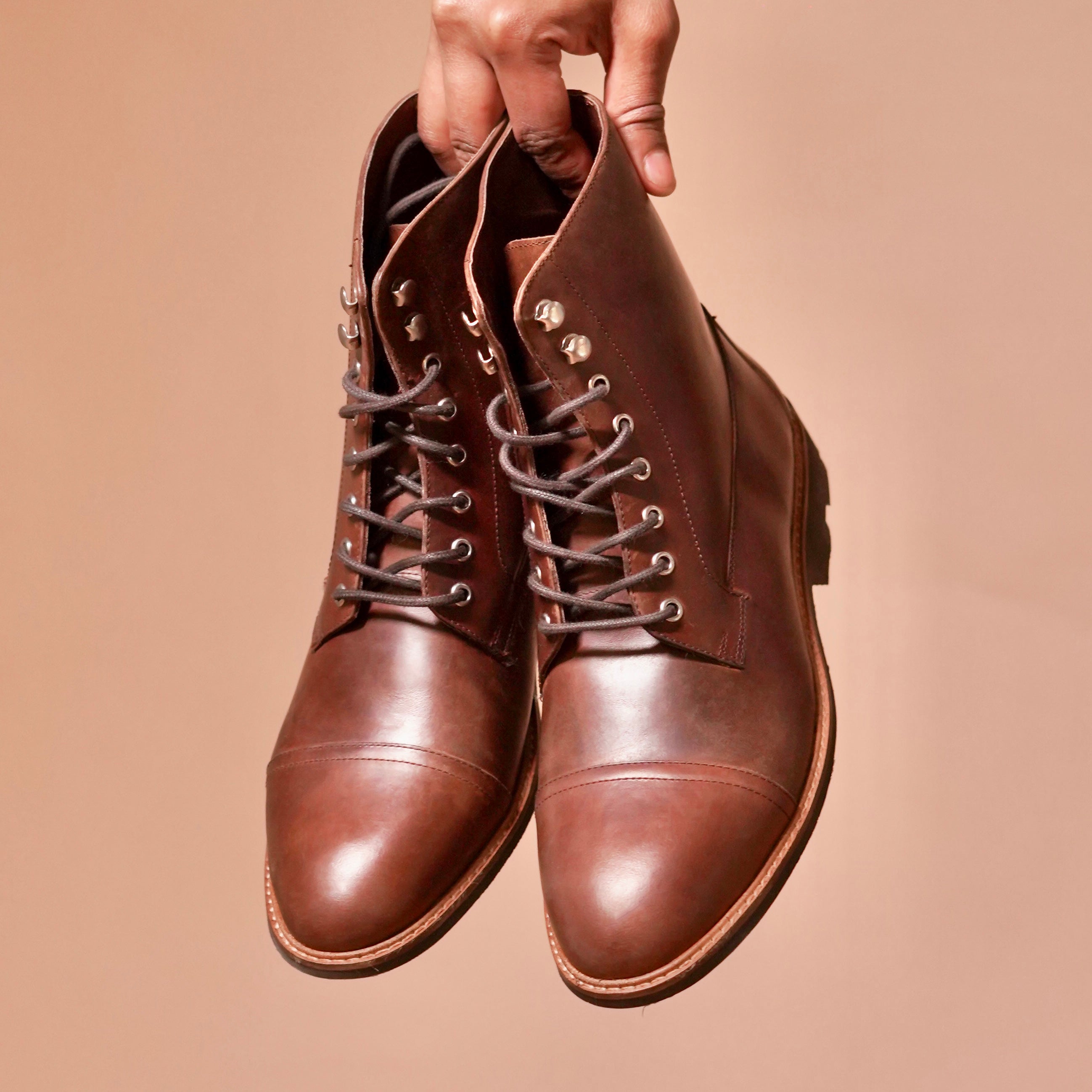 Top view of Sprazzo Welto Chocro highlighting Goodyear welt stitching