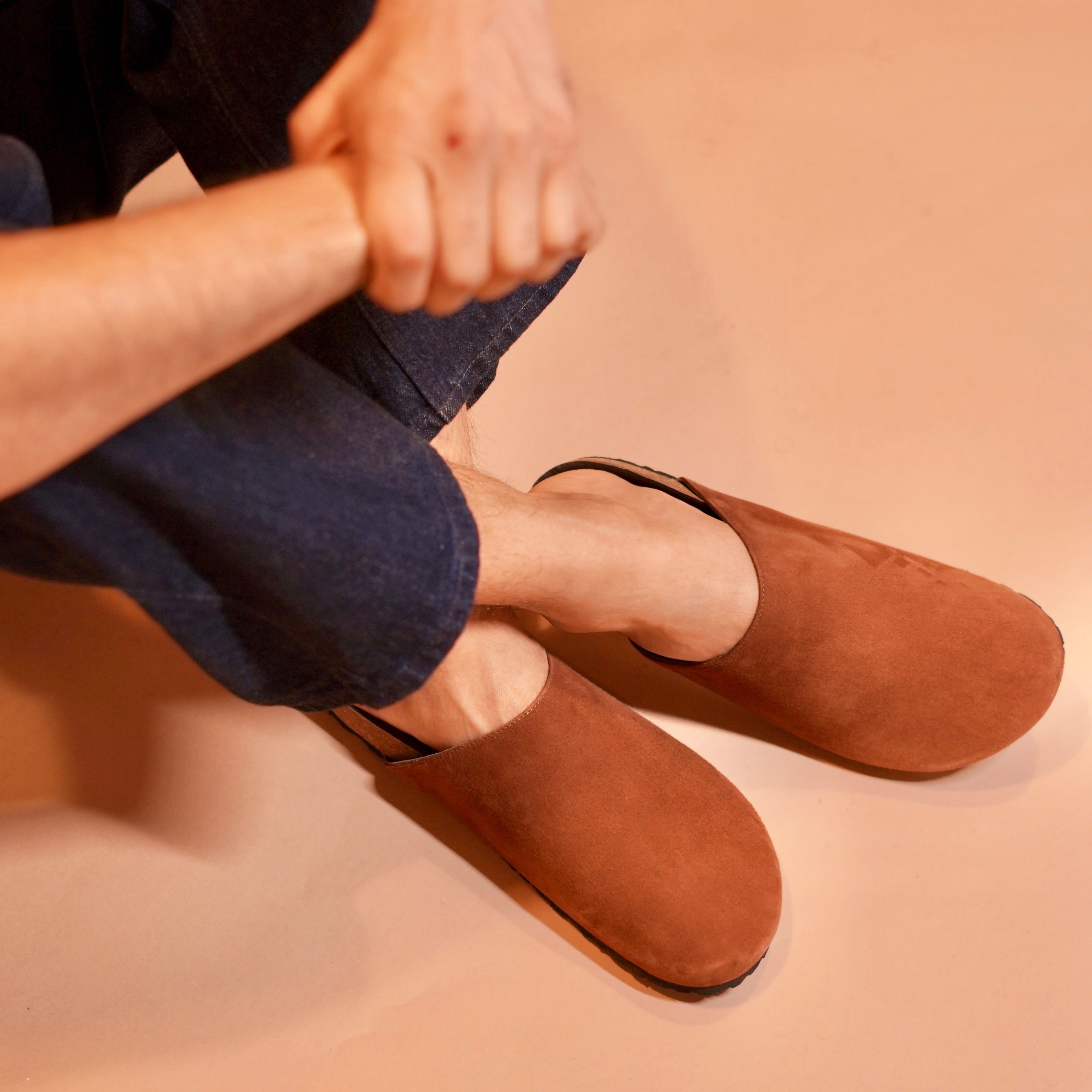 Close-up of anti-skid rubber sole on Hoffler Corko Tobacco