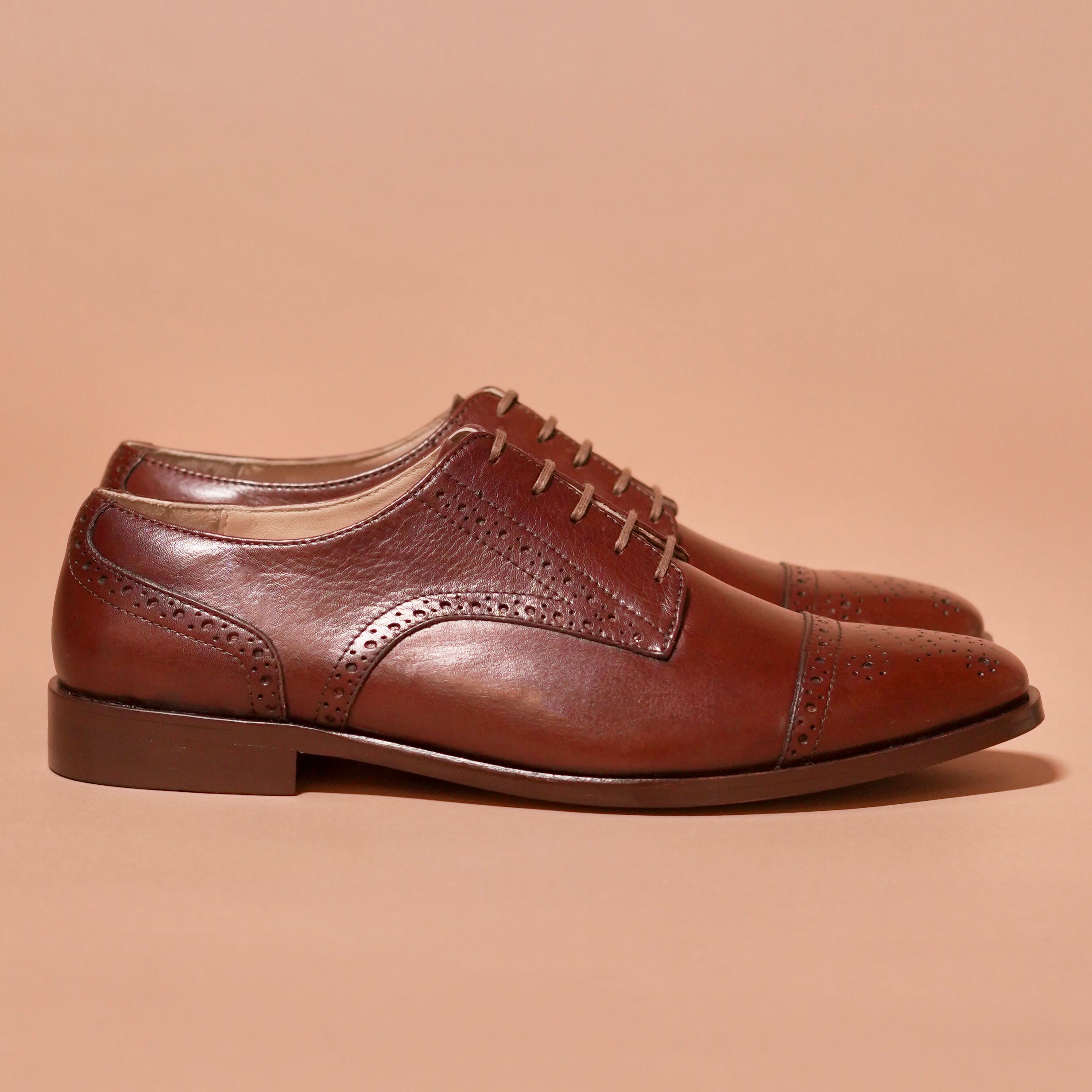 Side view of Bruno Piazzo showing the square toe and brogue pattern