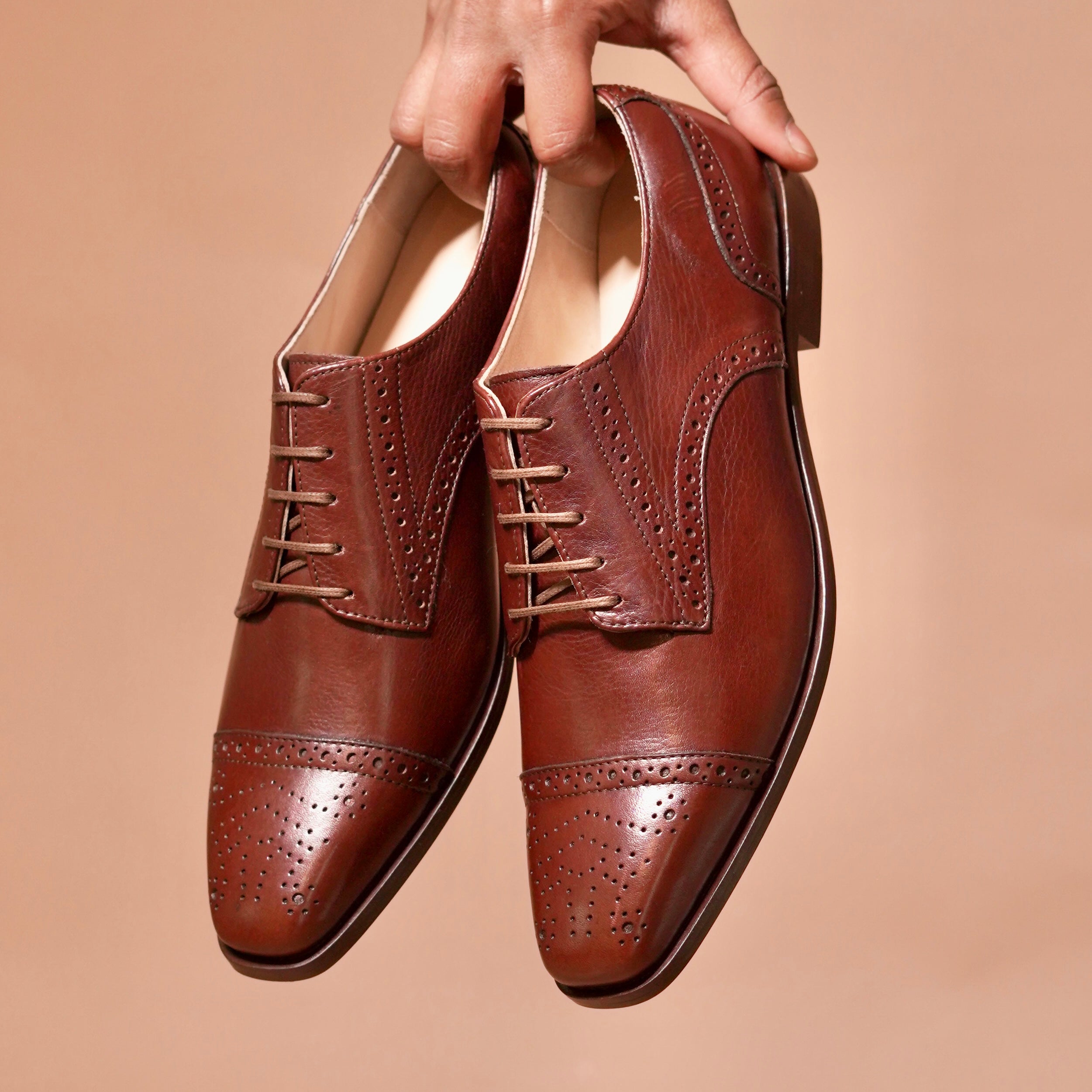 Top view of Bruno Piazzo with beige inner lining and cap toe