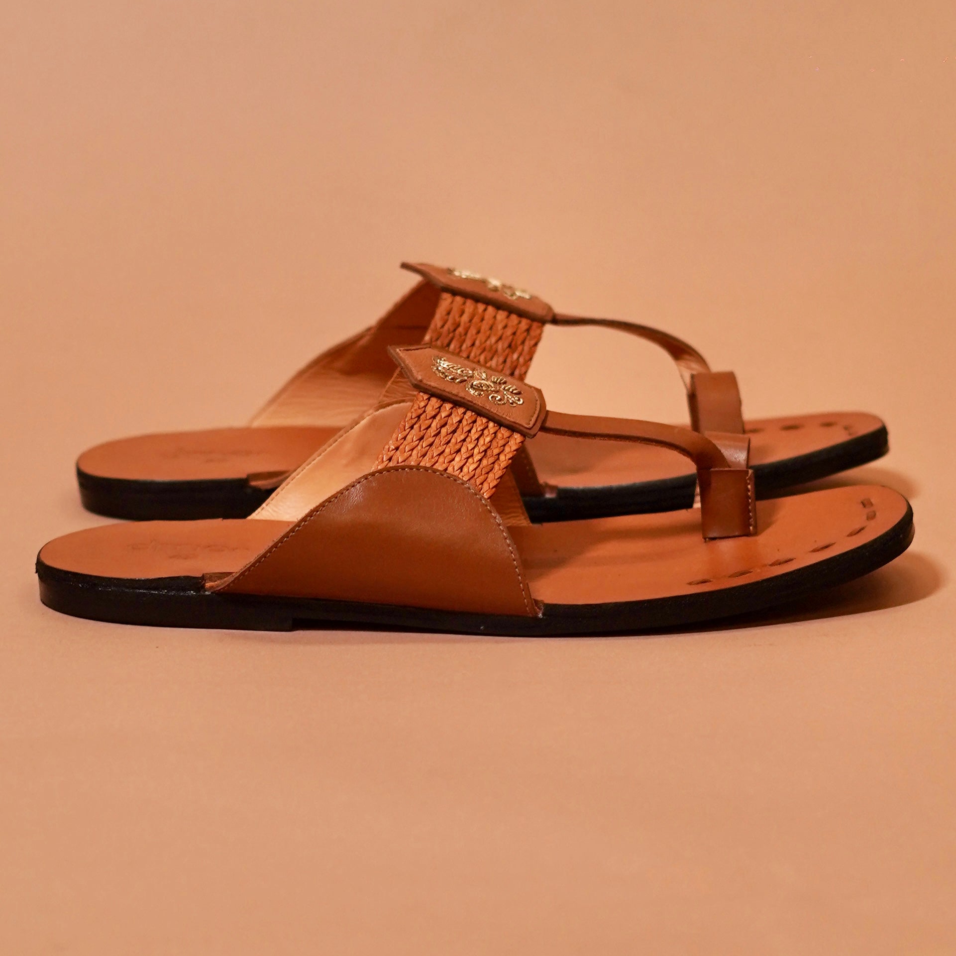 Paisley embroidered leather sandal