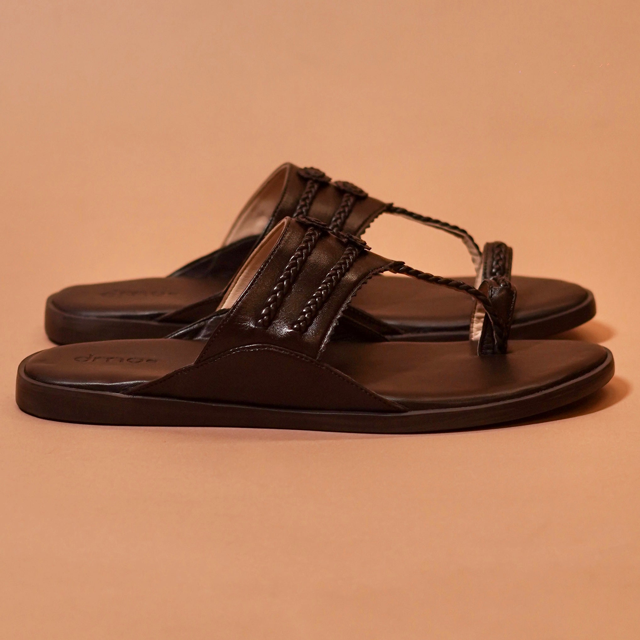 Braided strap leather sandal