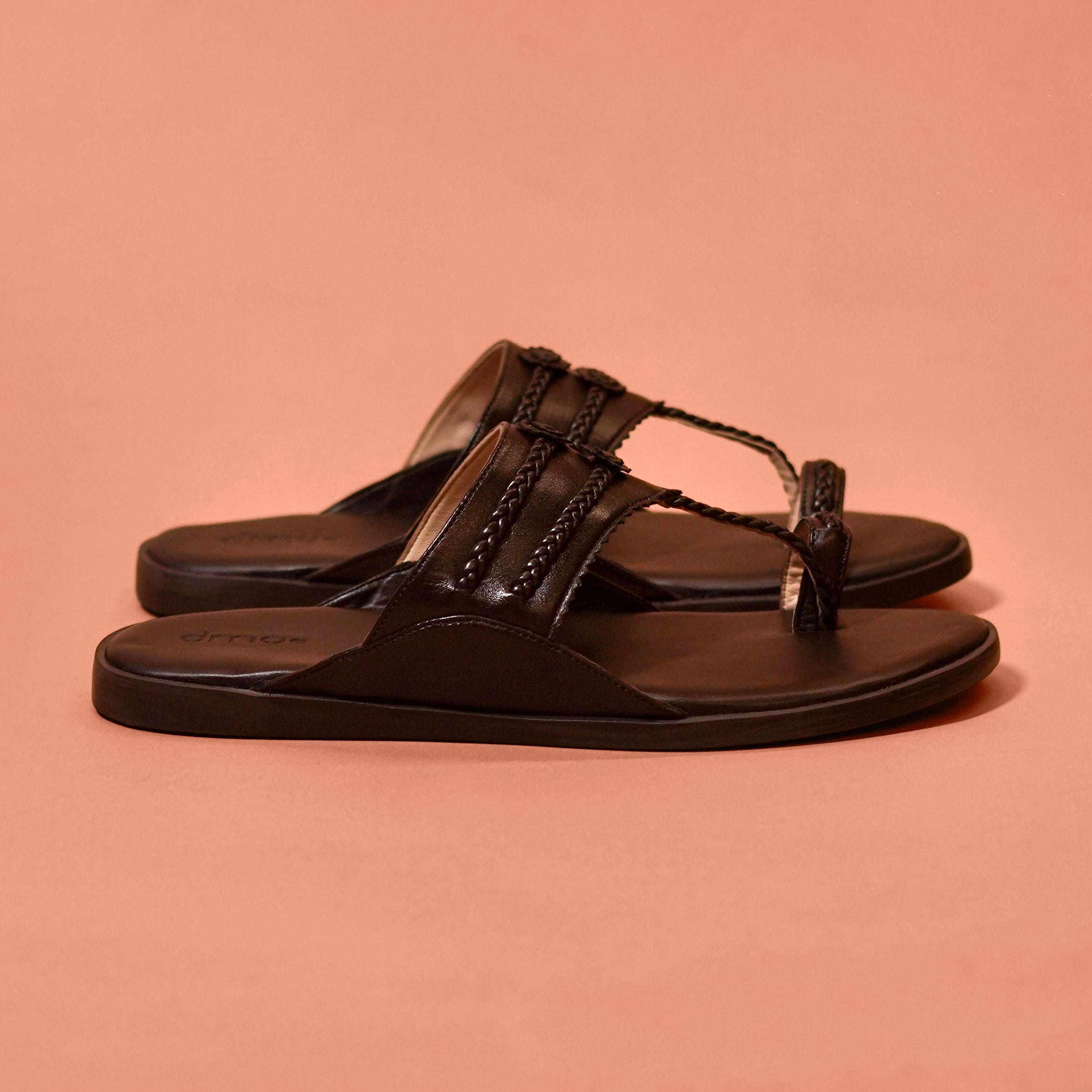 Pelle Kolho Nox – Dark Brown Braided Kolhapuri Chappal for Men