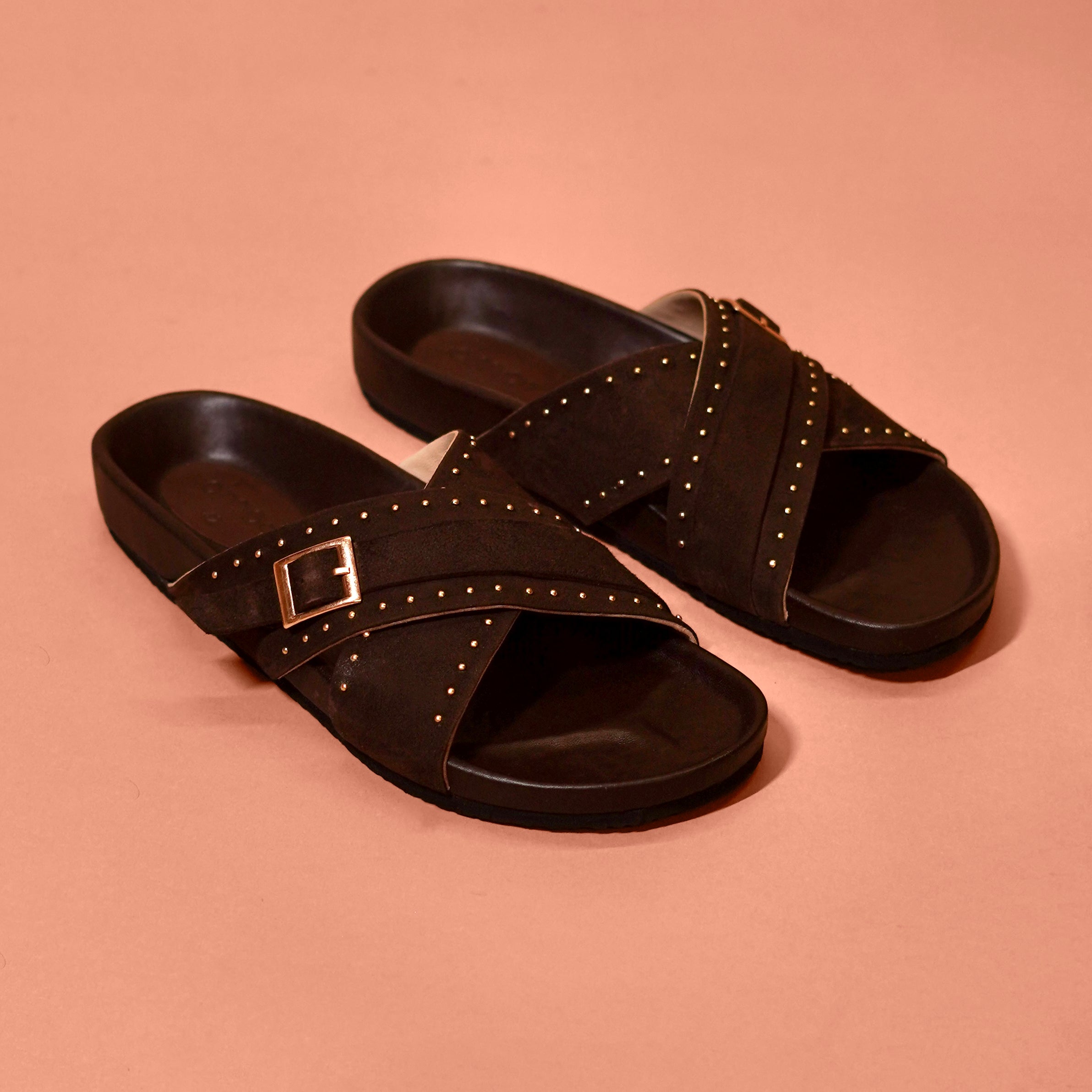 Corko Ferro Moro – Dark Brown Suede Cross Cork Sandals for Men