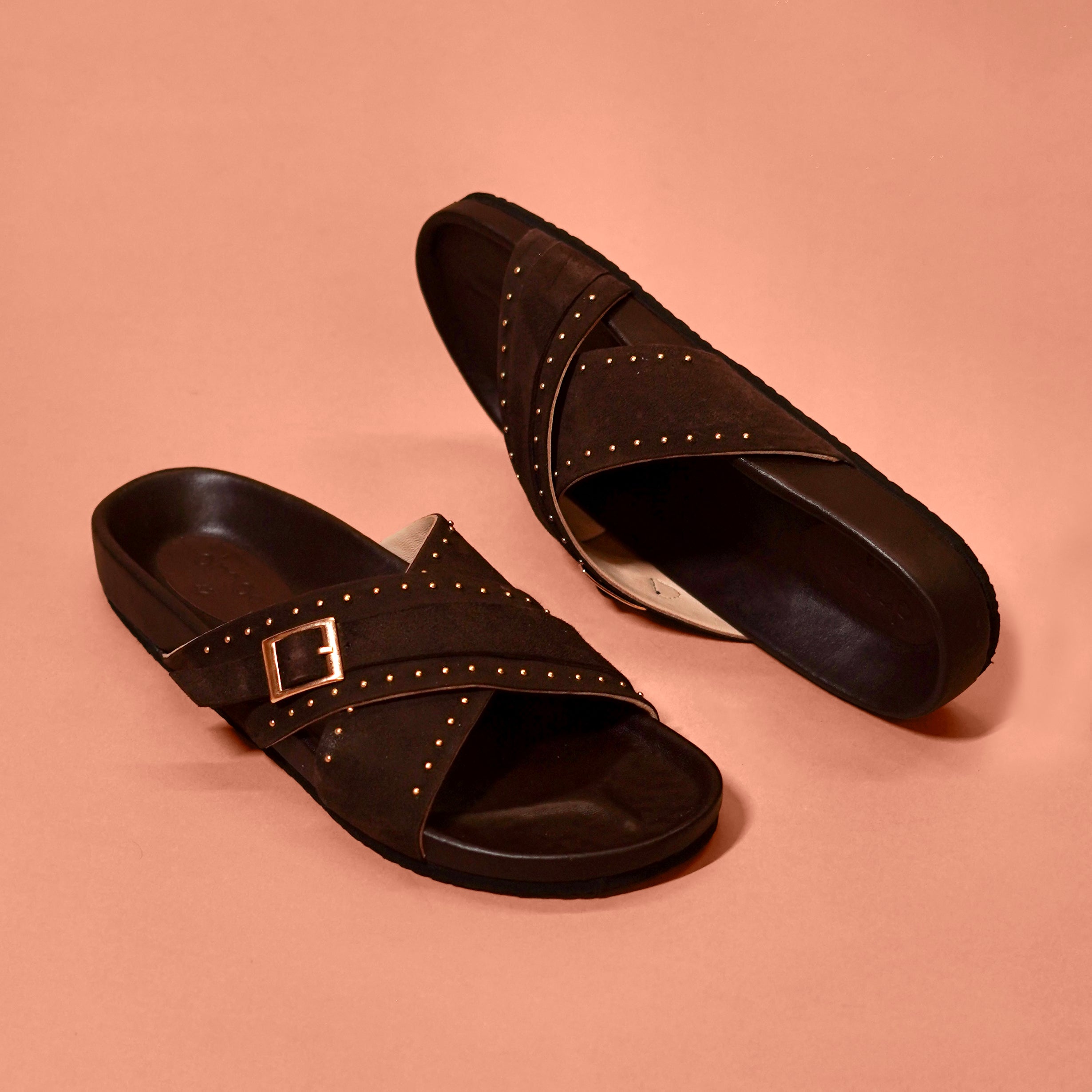 Corko Ferro Moro – Dark Brown Suede Cross Cork Sandals for Men