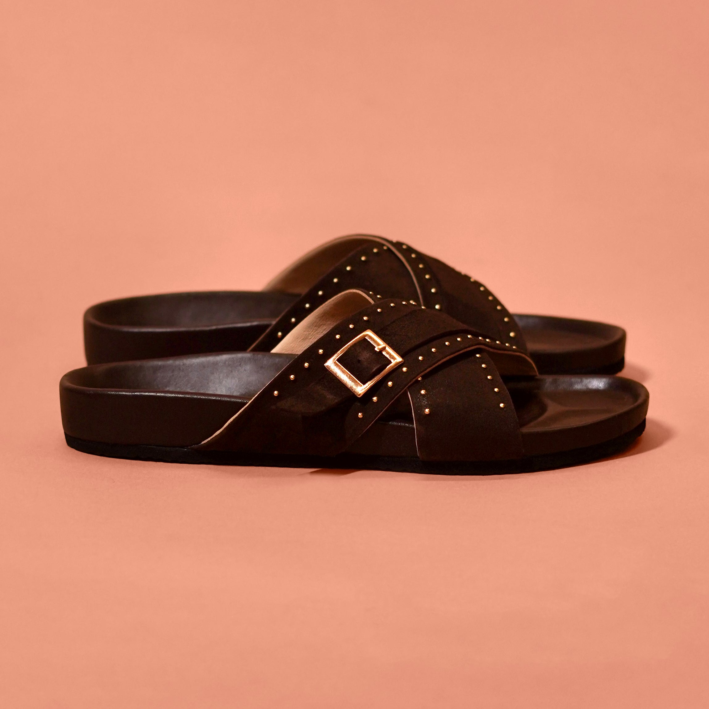 Corko Ferro Moro – Dark Brown Suede Cross Cork Sandals for Men