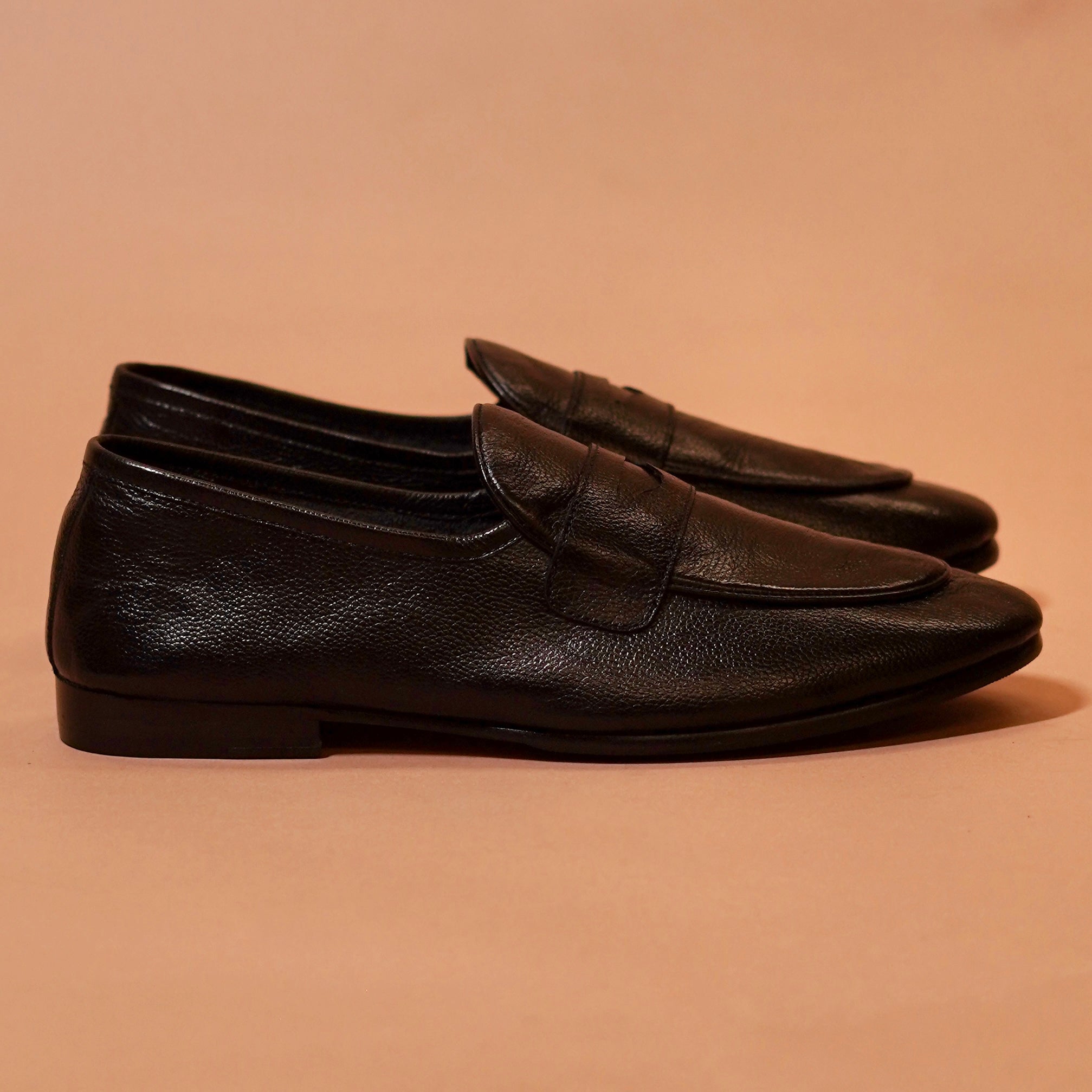 Flexo Nero | Black milled leather loafers