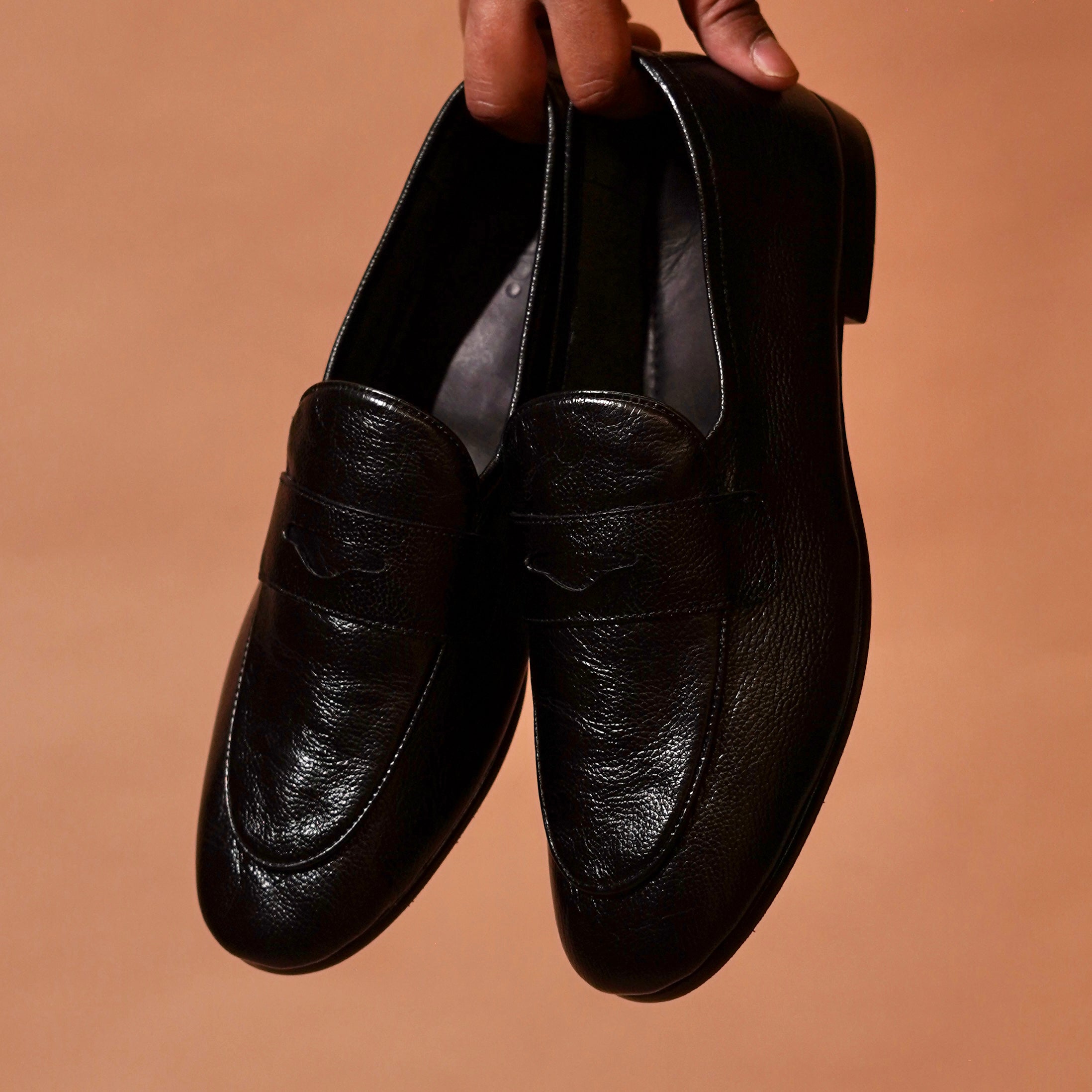 Flexo Nero | Black milled leather loafers