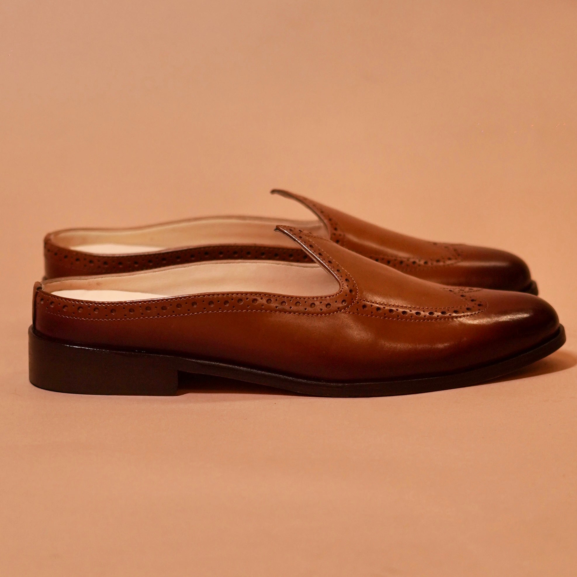 Brogue perforation detail on leather