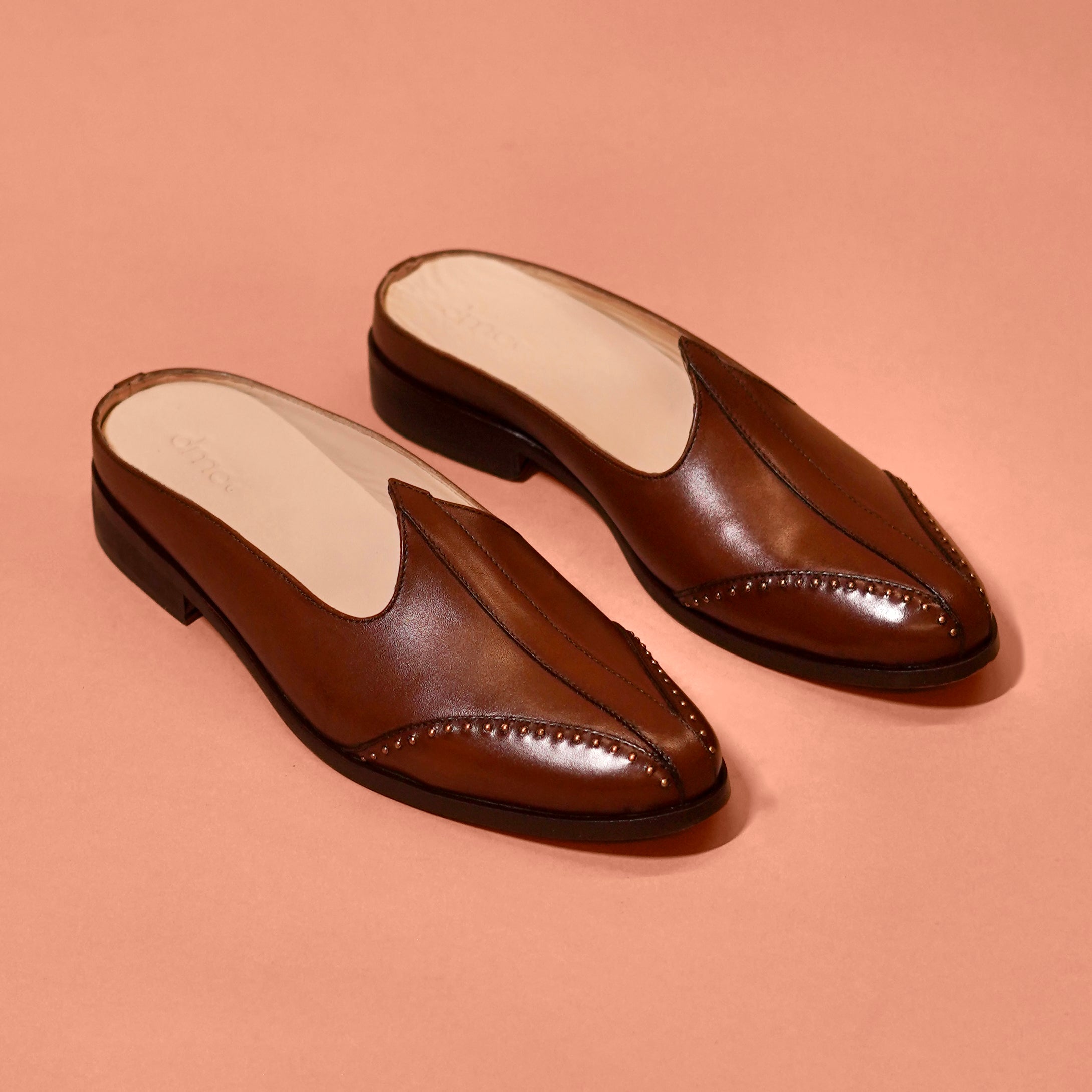 Hoffler Marrone Rivetto – Brown Mojri Mule for Men