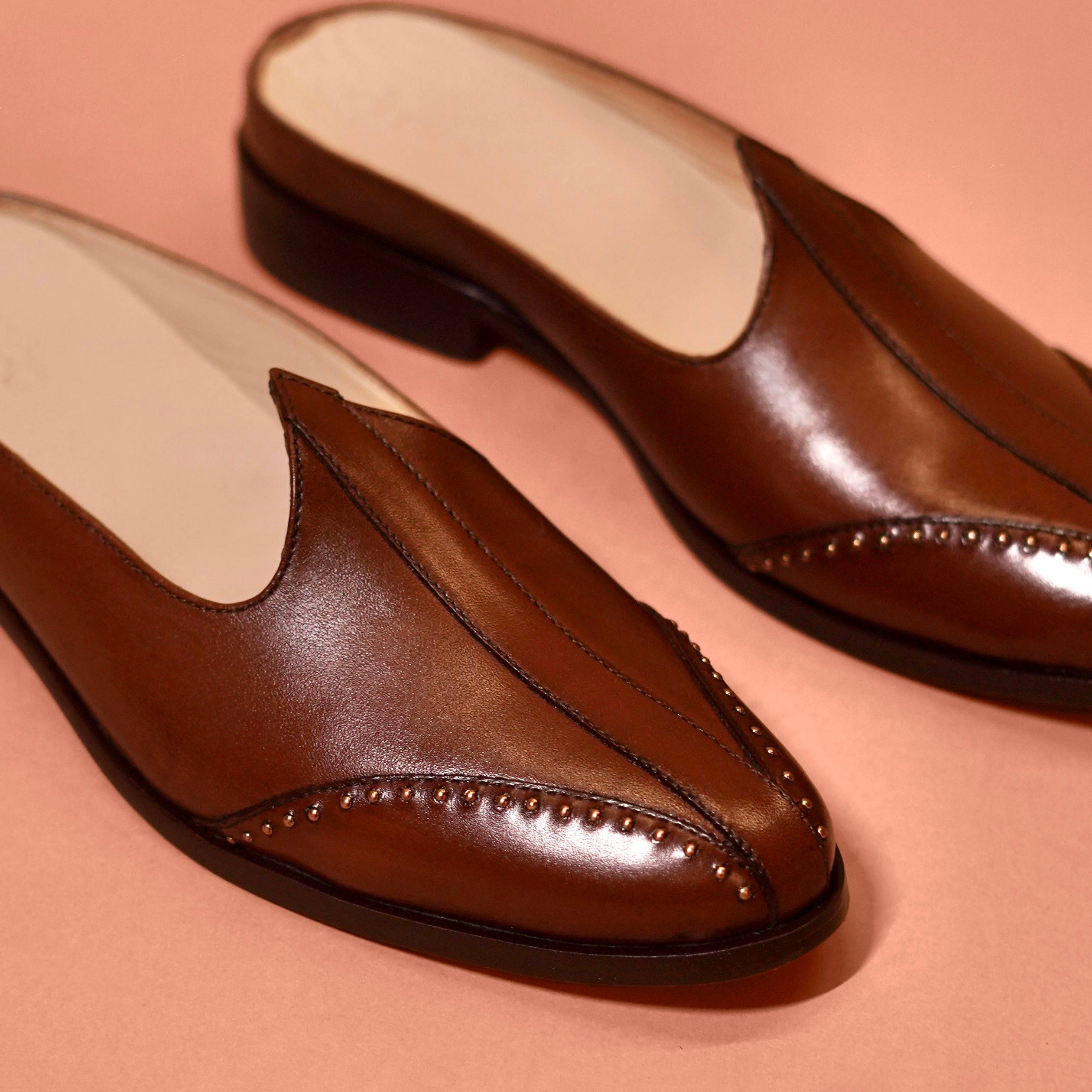 Hoffler Marrone Rivetto – Brown Mojri Mule for Men