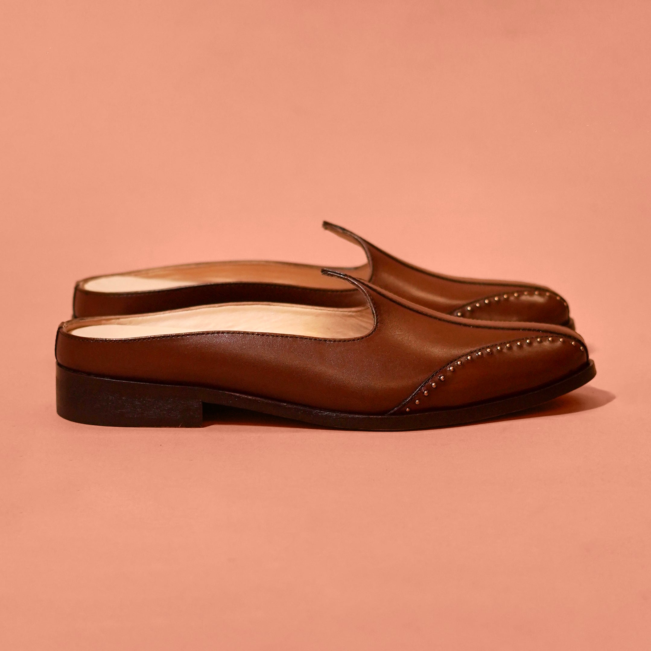 Hoffler Marrone Rivetto – Brown Mojri Mule for Men
