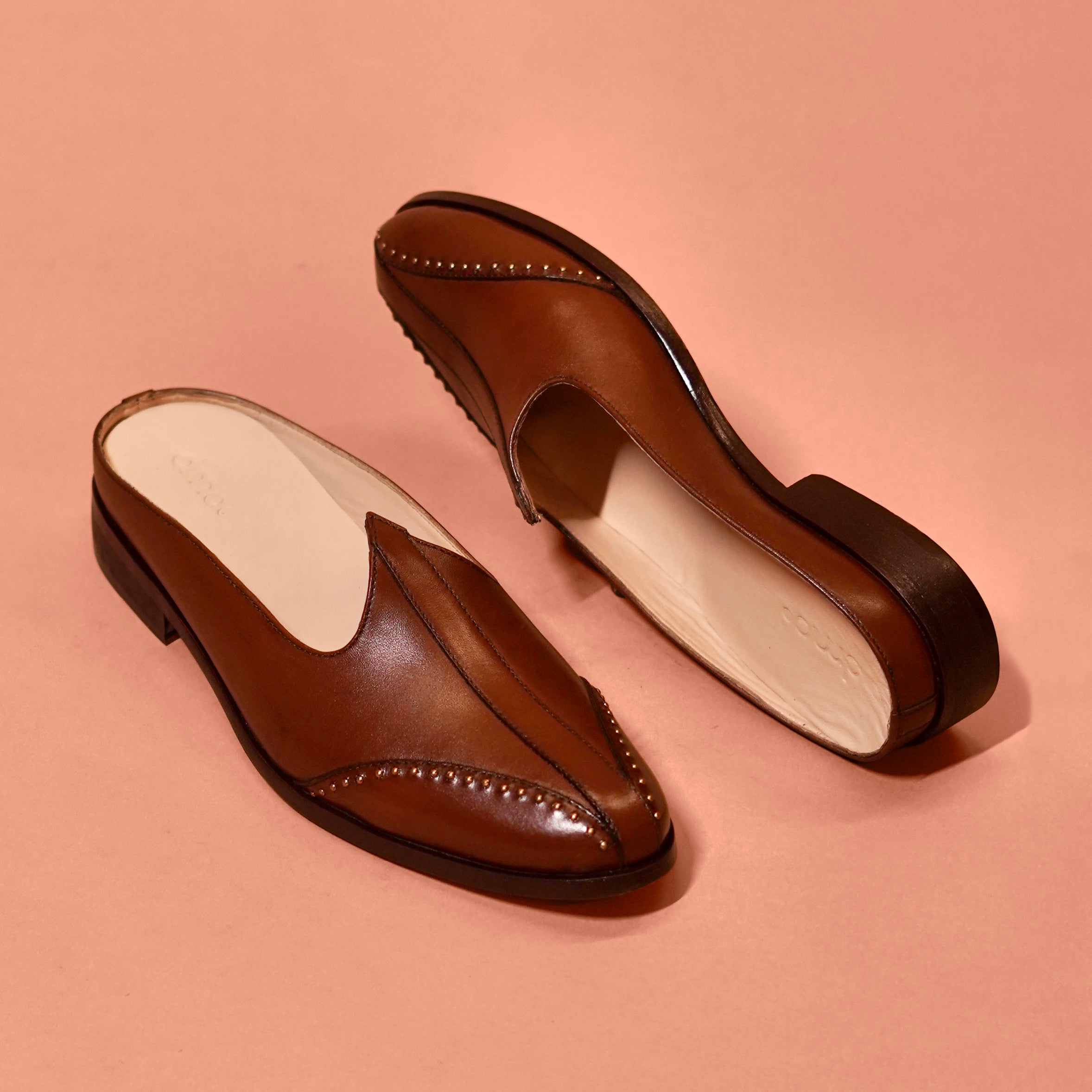 Hoffler Marrone Rivetto – Brown Mojri Mule for Men