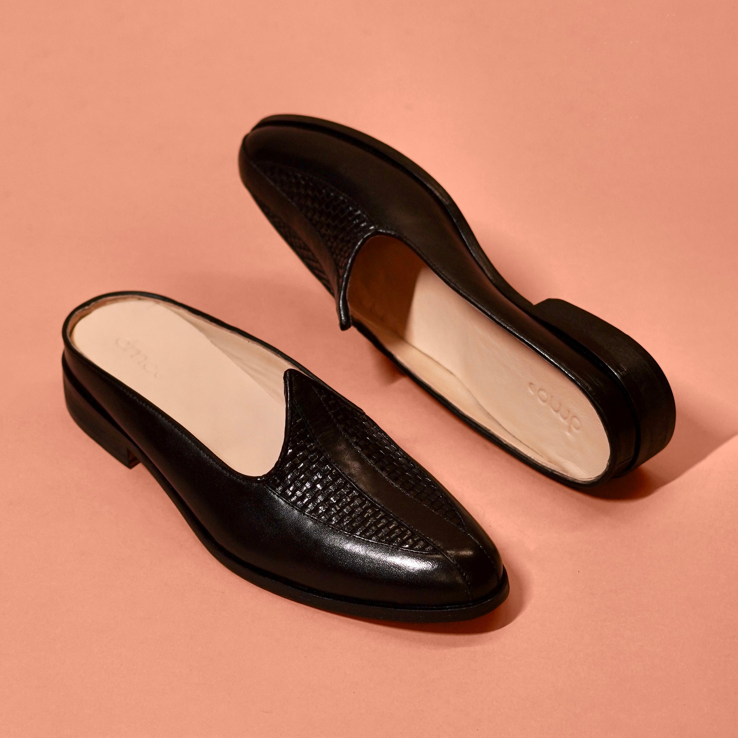 Hoffler Nero Trama – Black Woven Mojri Mule for Men