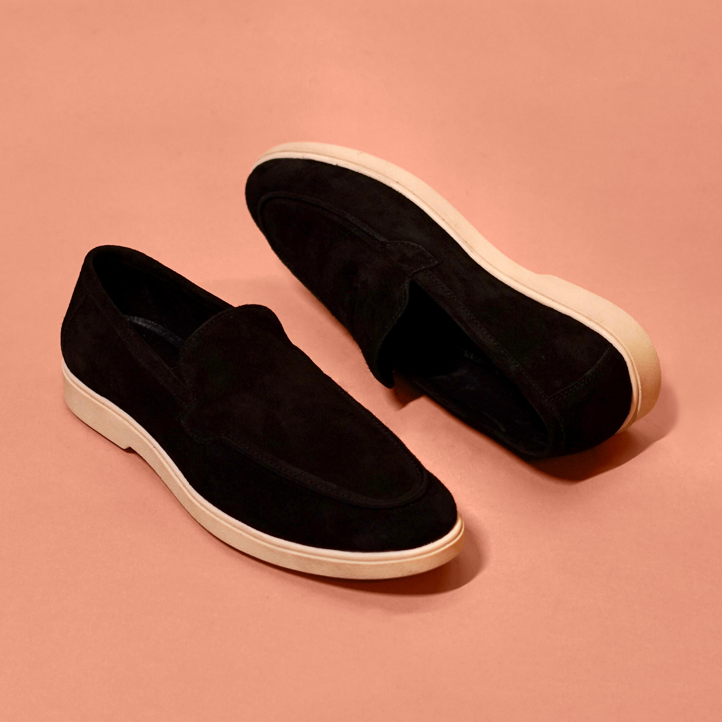 Nero Classico – Black Suede Loafers for Men